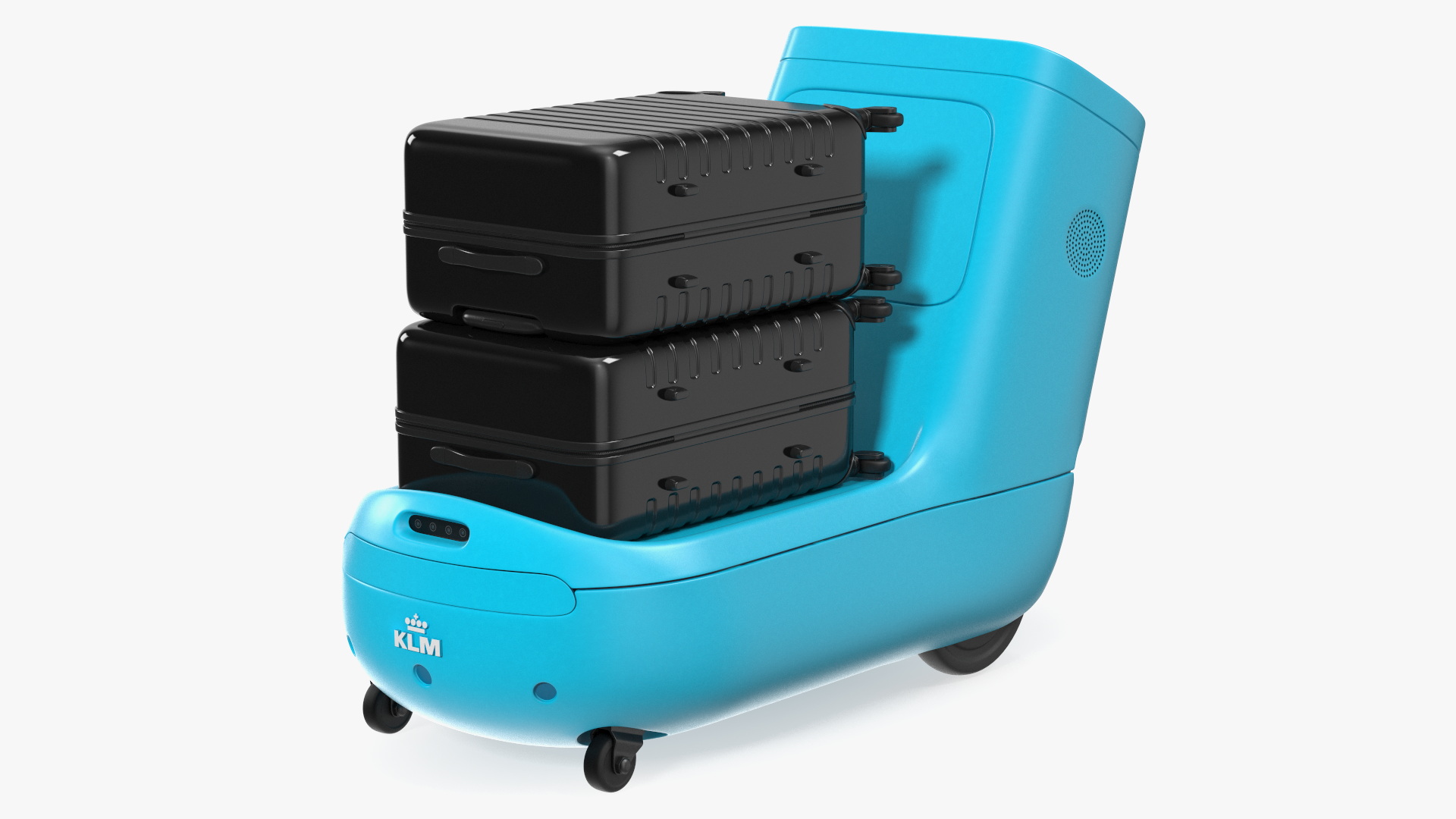 3D model KLM Care E Robot with Black Luggage Bags