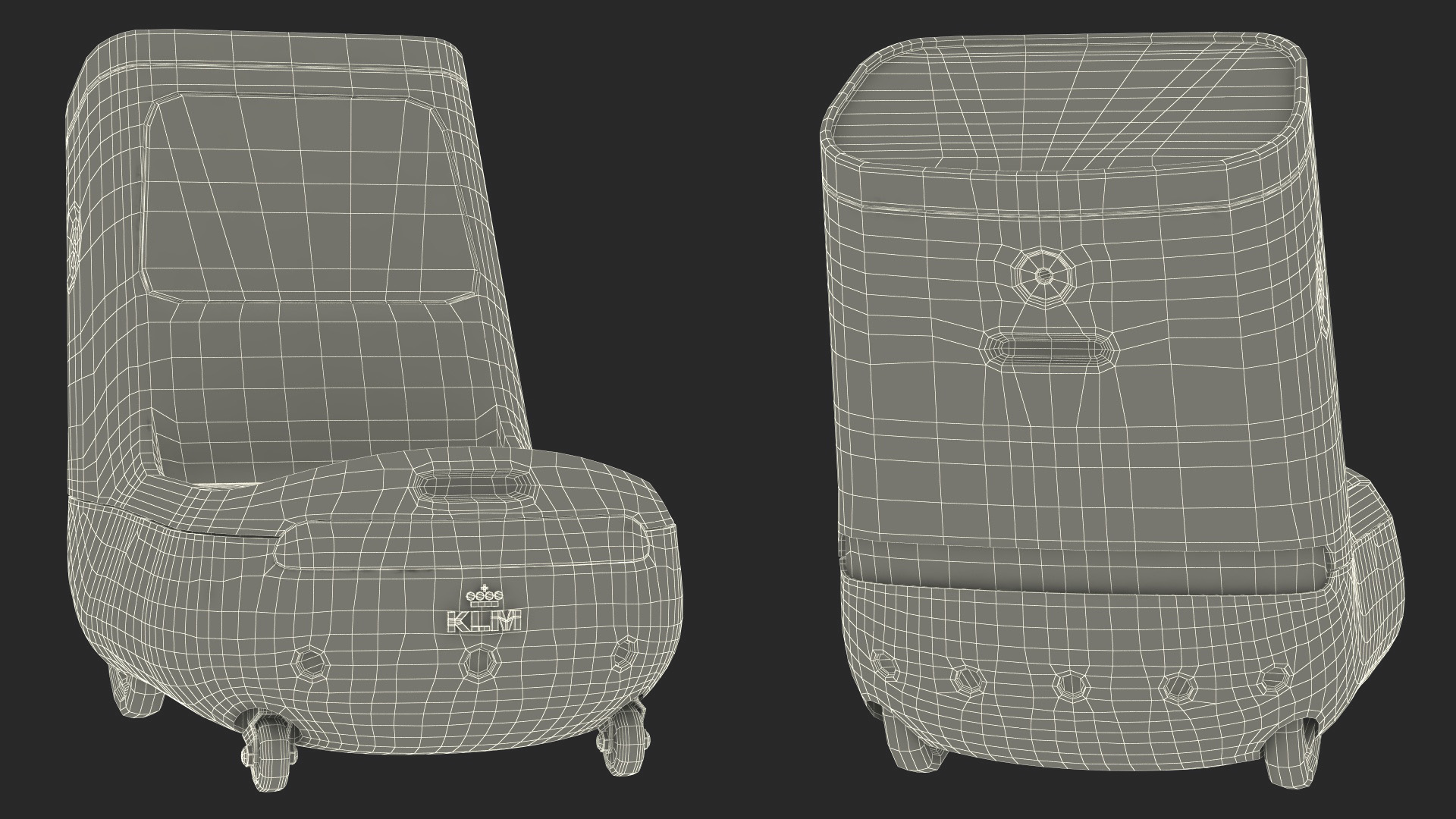 3D model KLM Care E Robot with Black Luggage Bags