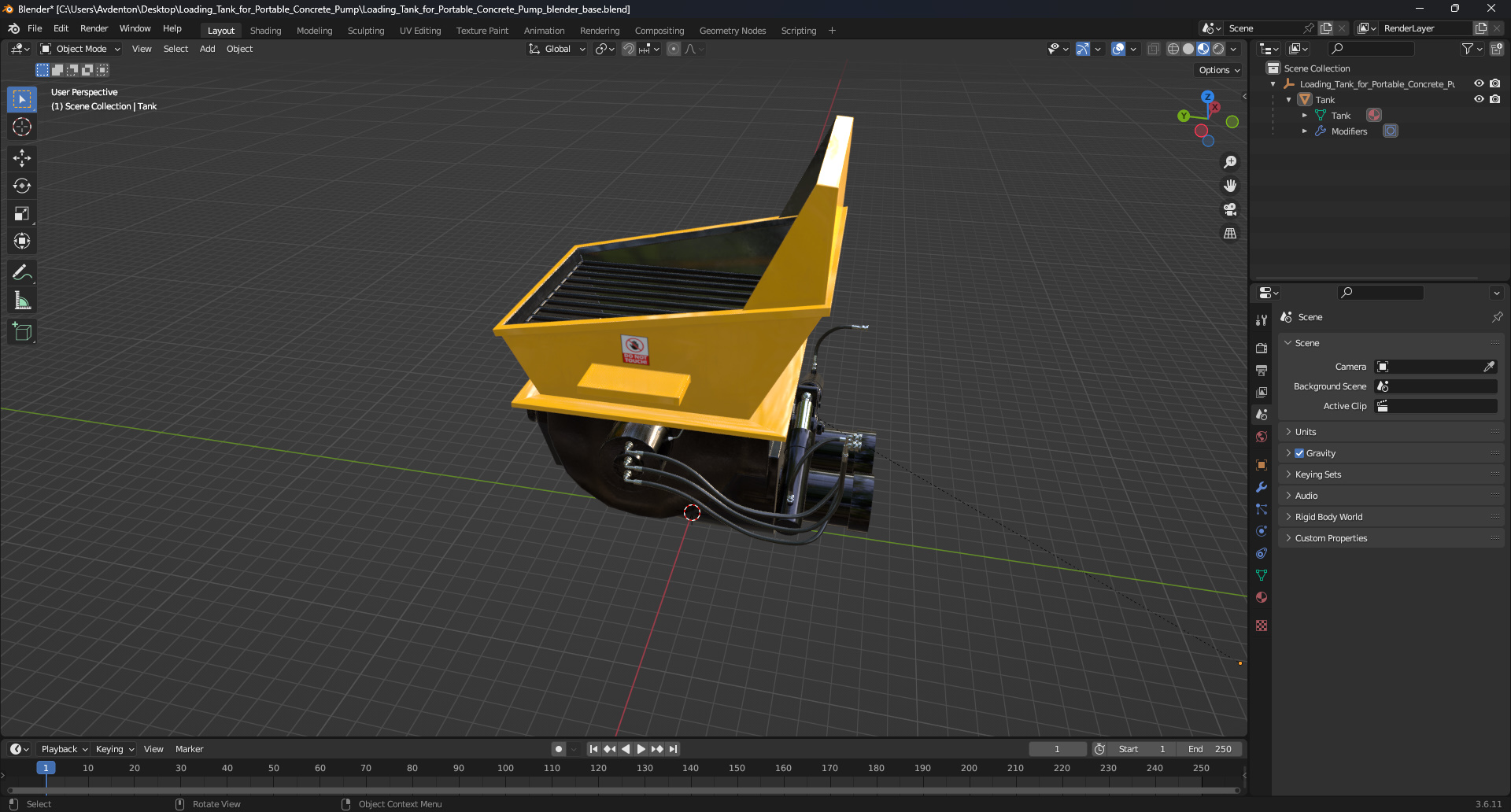 Loading Tank for Portable Concrete Pump 3D model