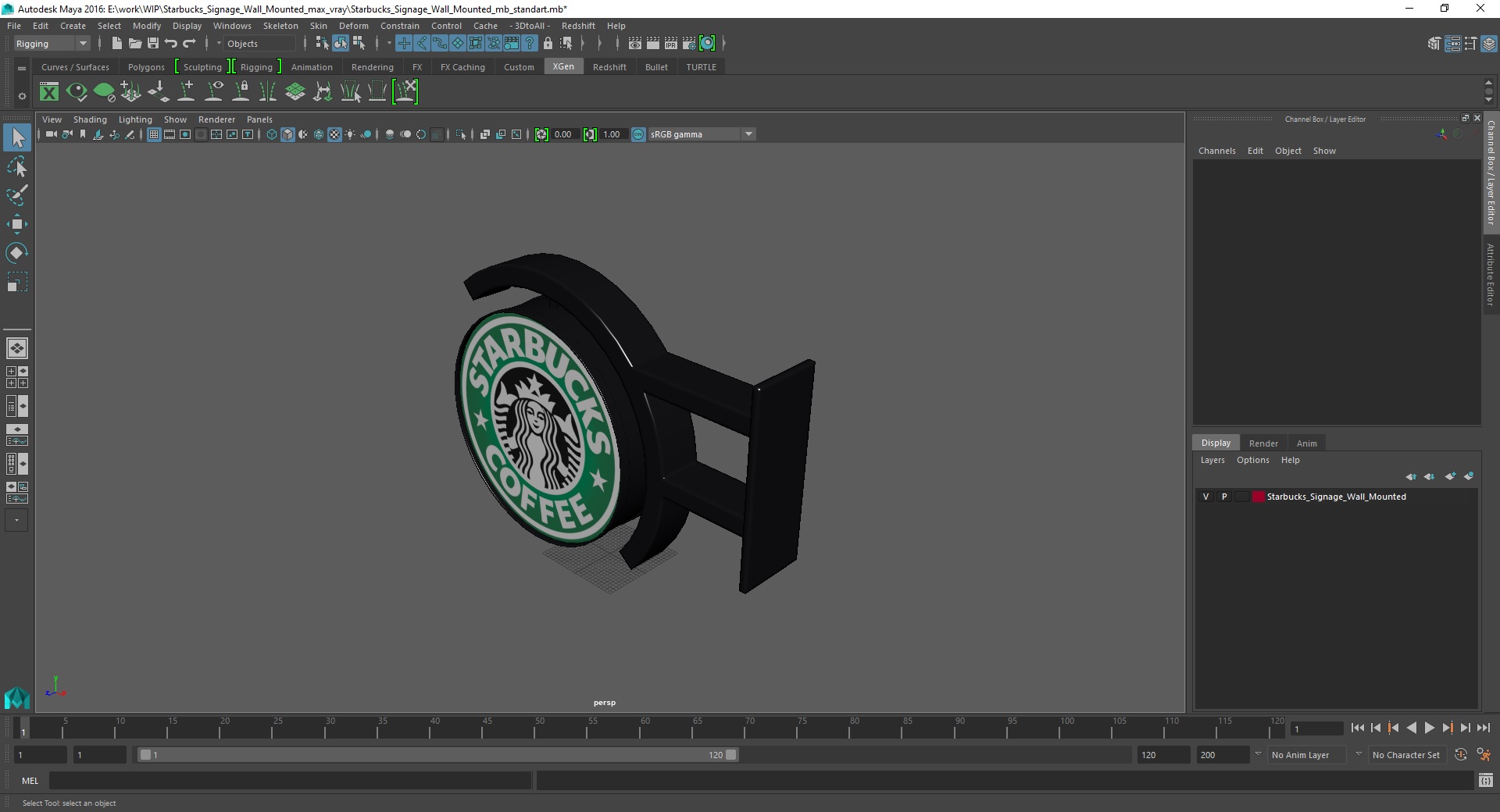 3D model Starbucks Signage Wall Mounted