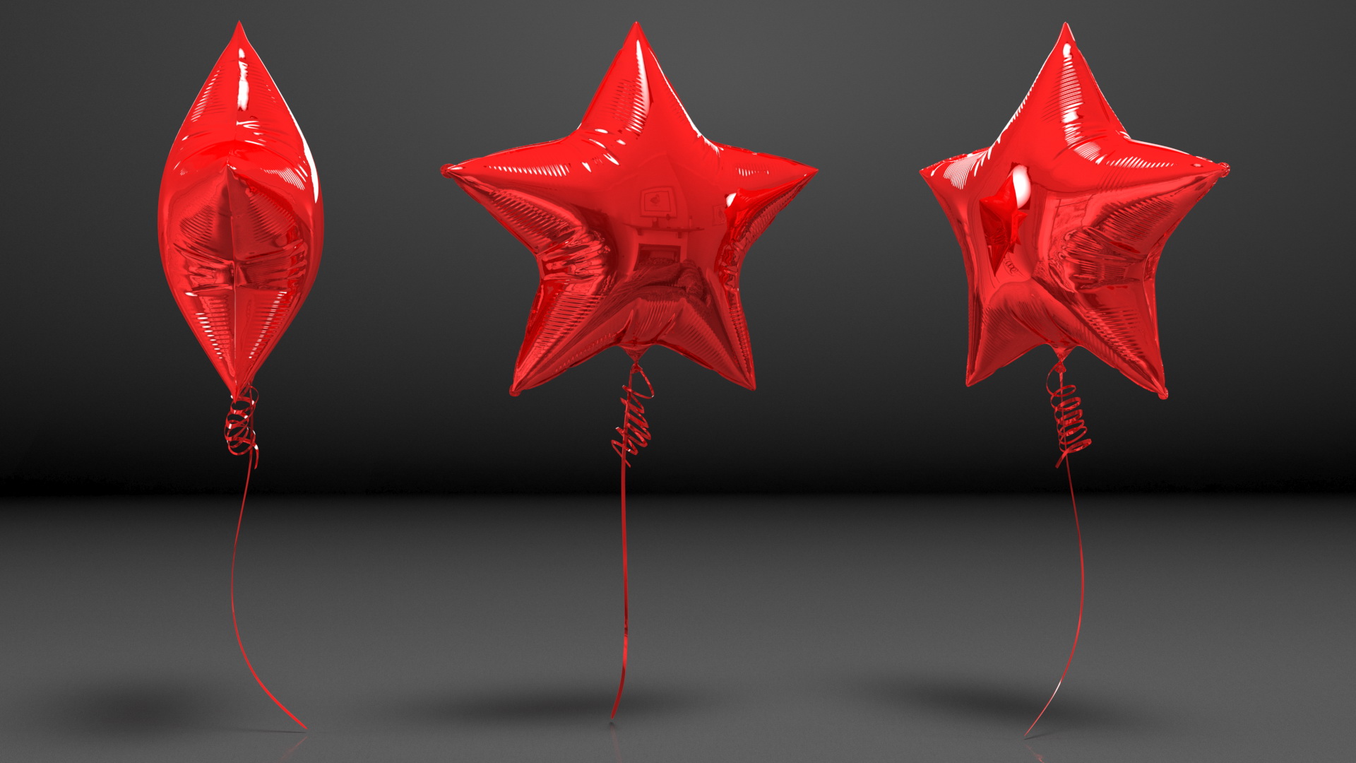 Star Shape Balloon Red 3D