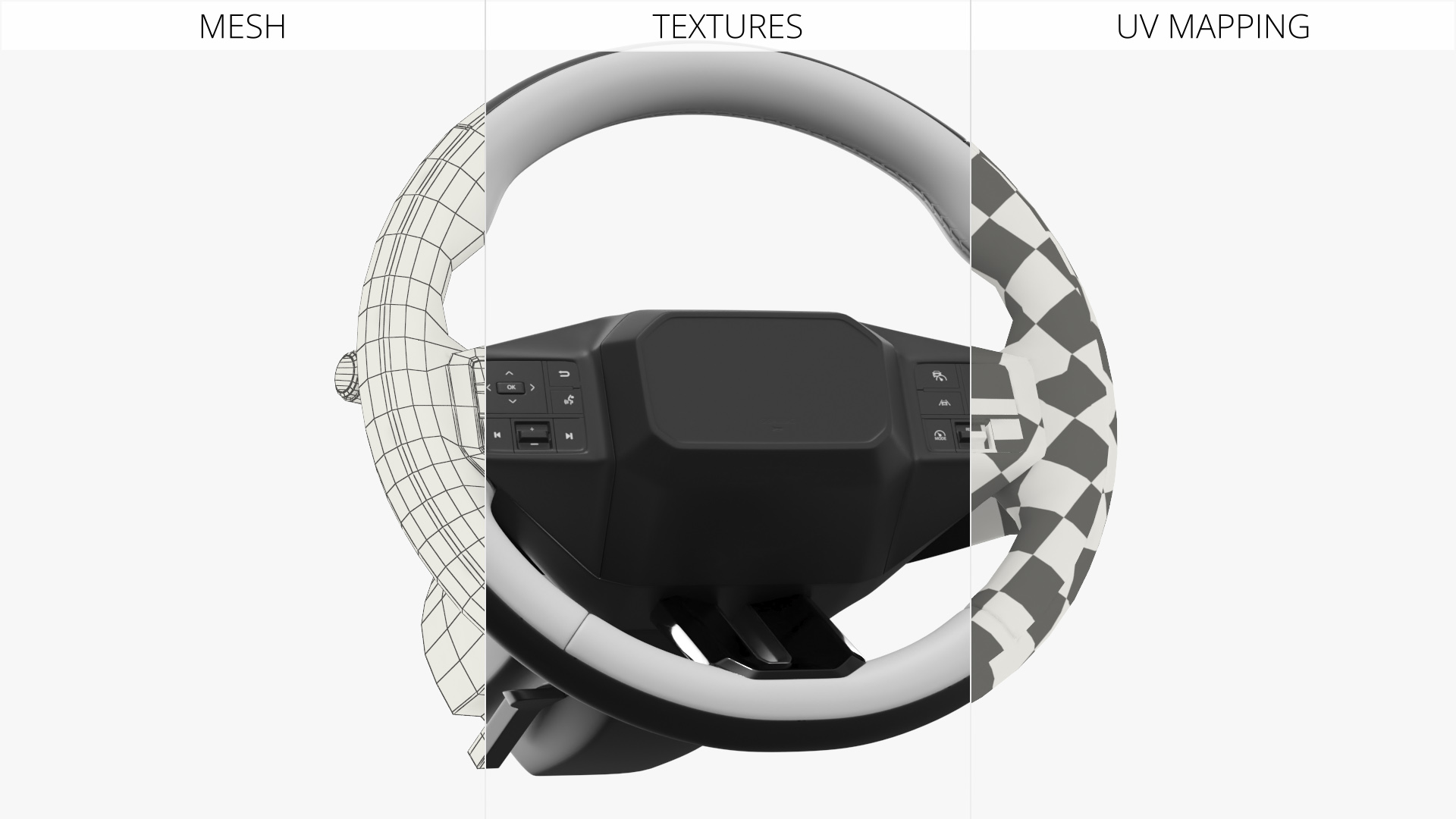 Car Steering Wheel with Integrated Controls, view 7