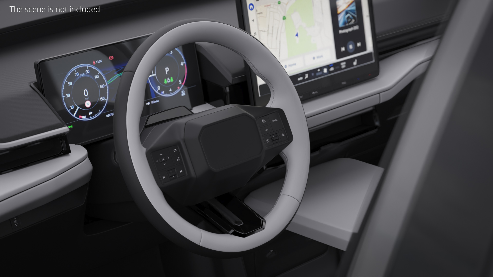 Car Steering Wheel with Integrated Controls, view 2