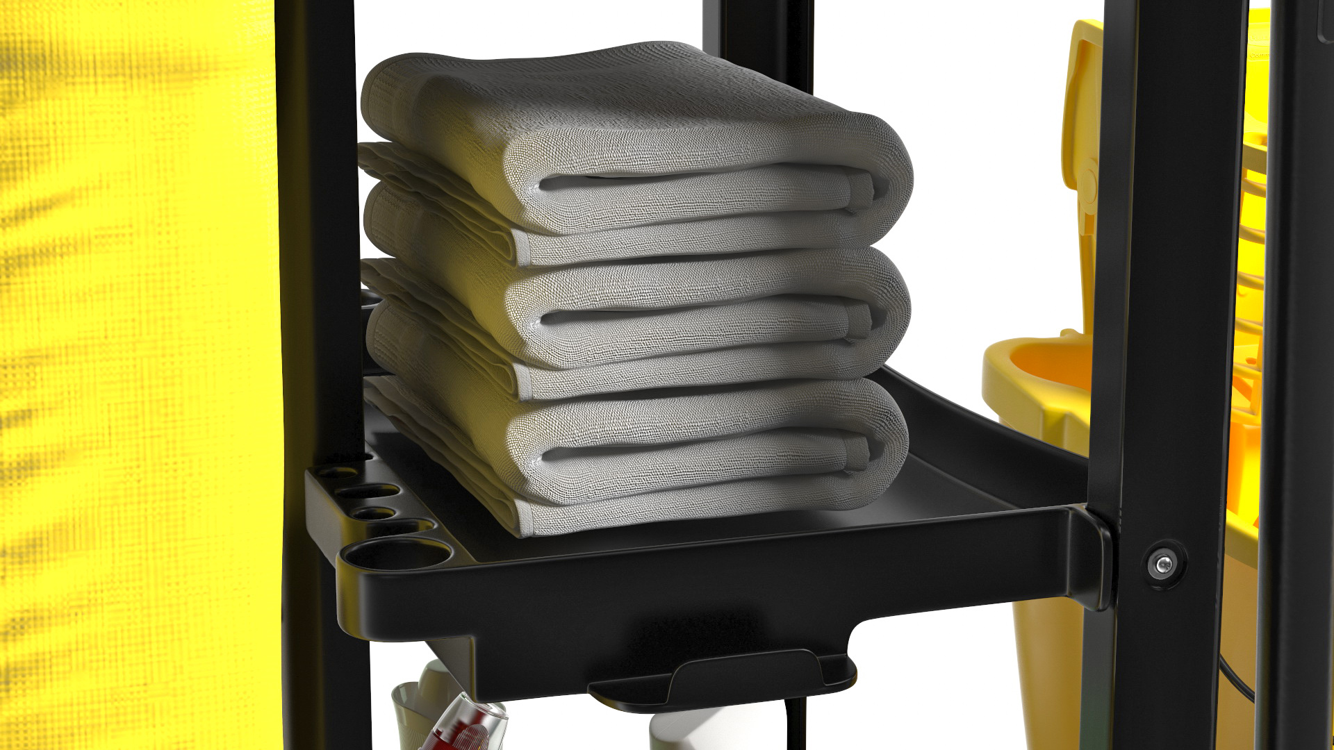 Housekeeping Maid With Multi Shelf Cleaning Cart Fur 3D