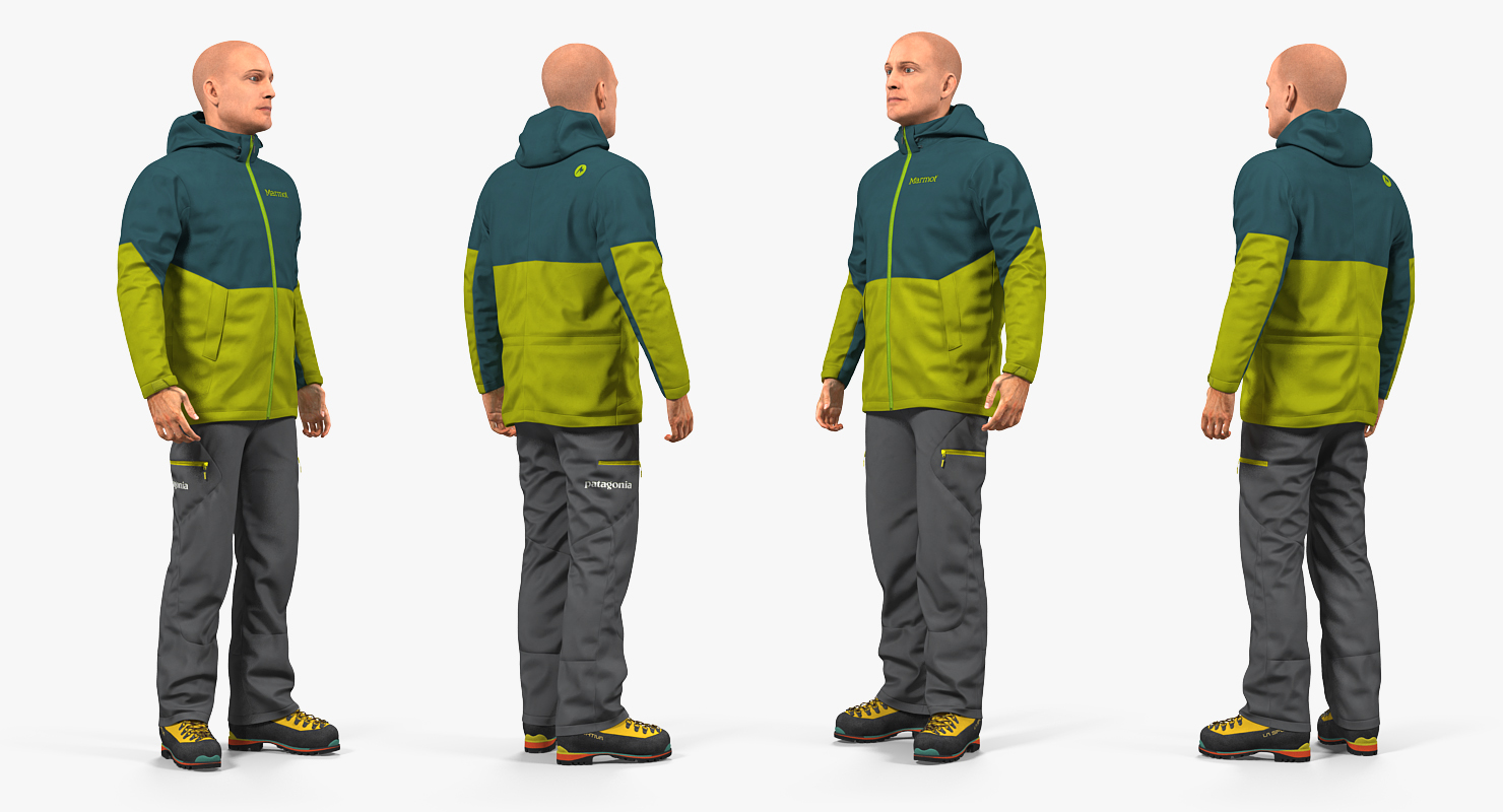 3D Rock Climber Winter Hiking Gear Rigged model