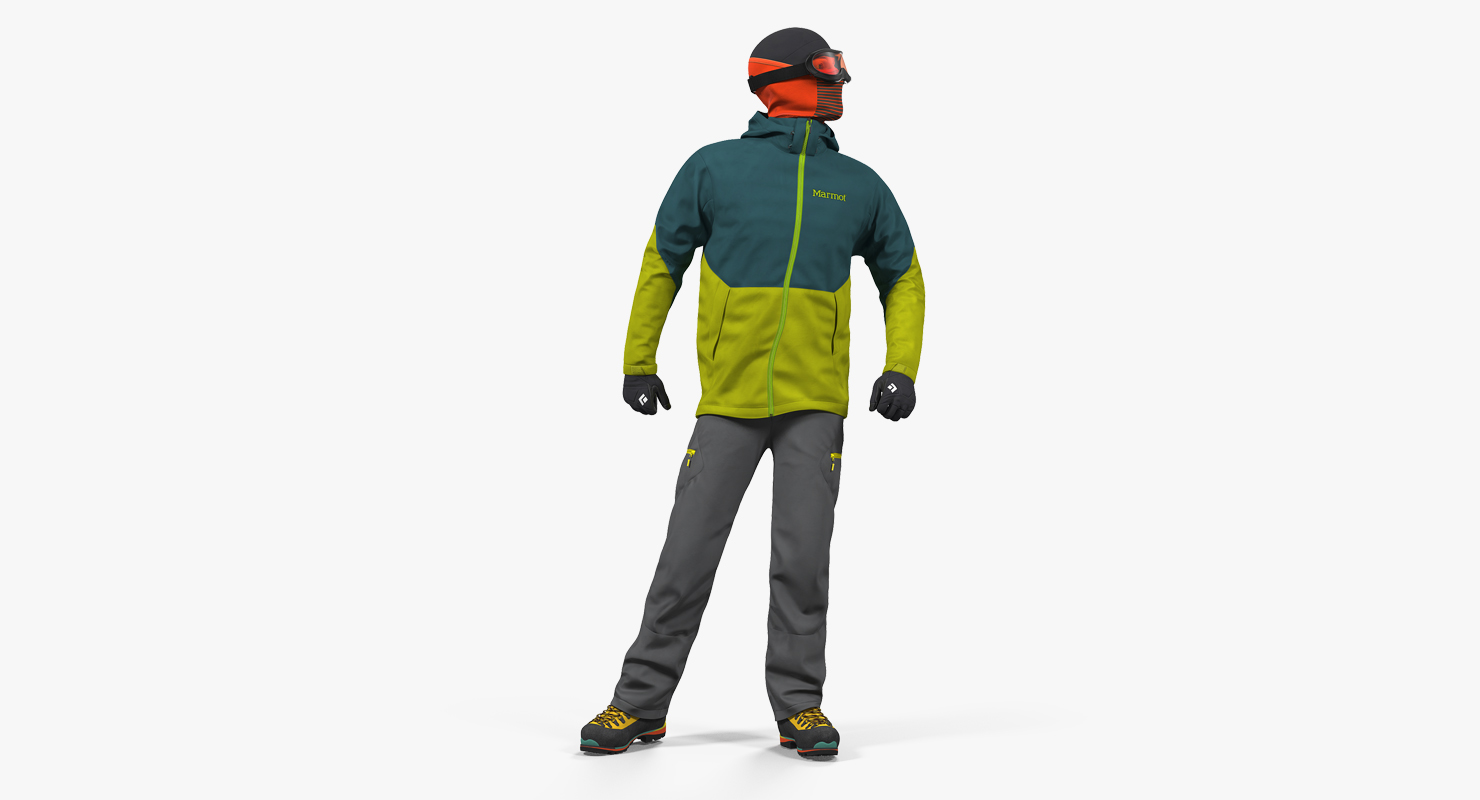 3D Rock Climber Winter Hiking Gear Rigged model