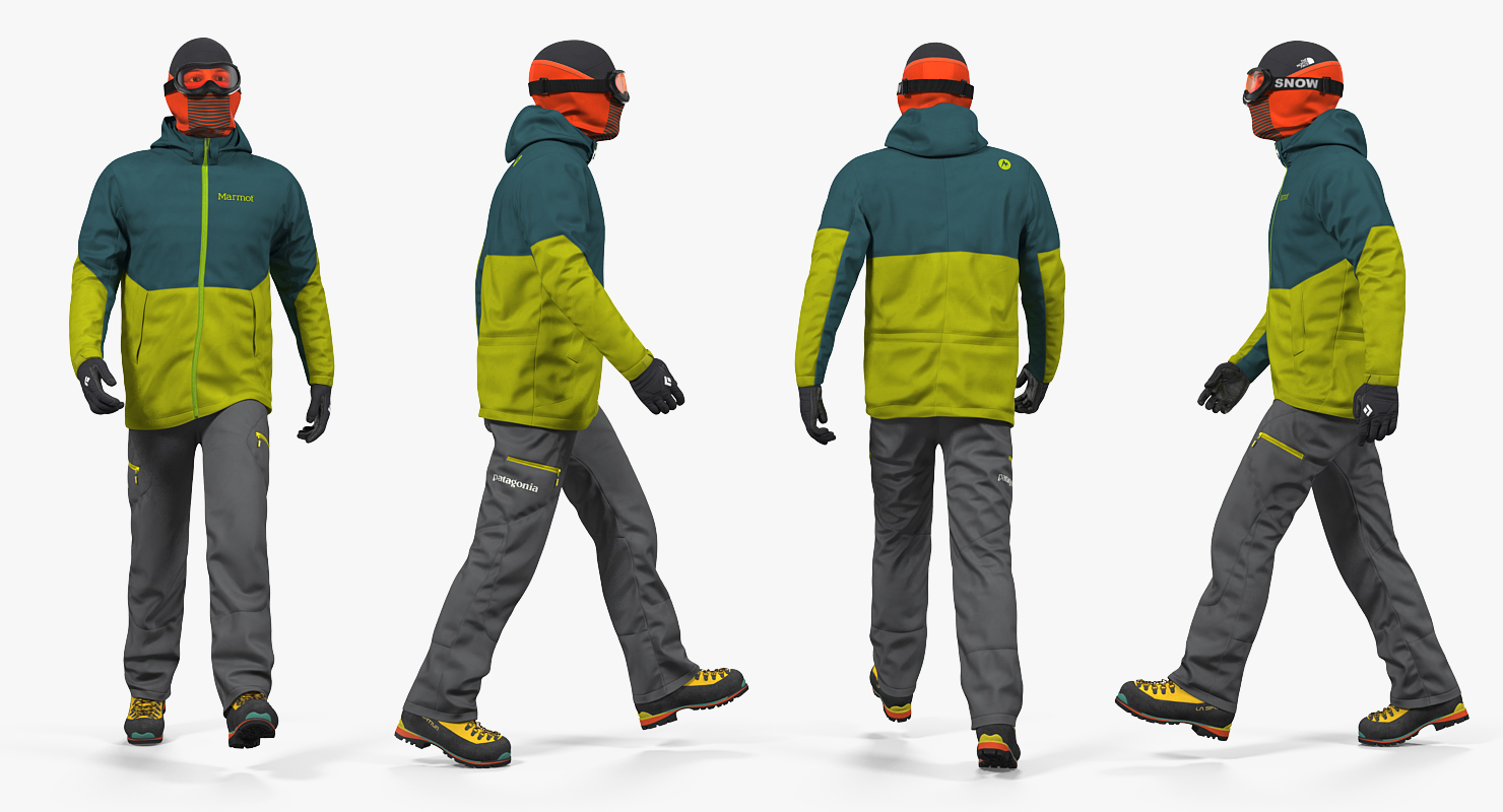 3D Rock Climber Winter Hiking Gear Rigged model