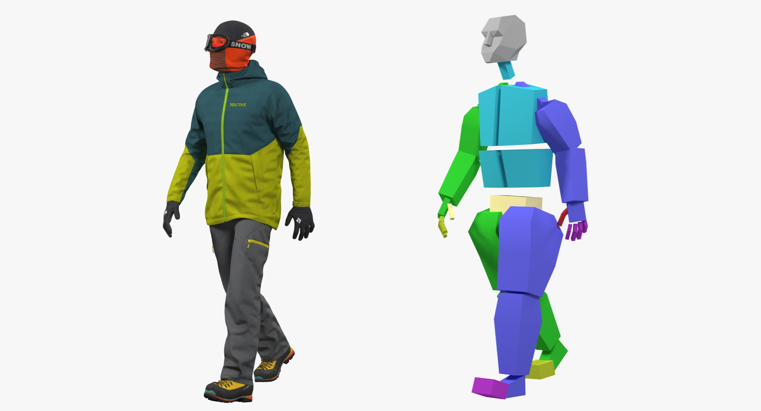 3D Rock Climber Winter Hiking Gear Rigged model