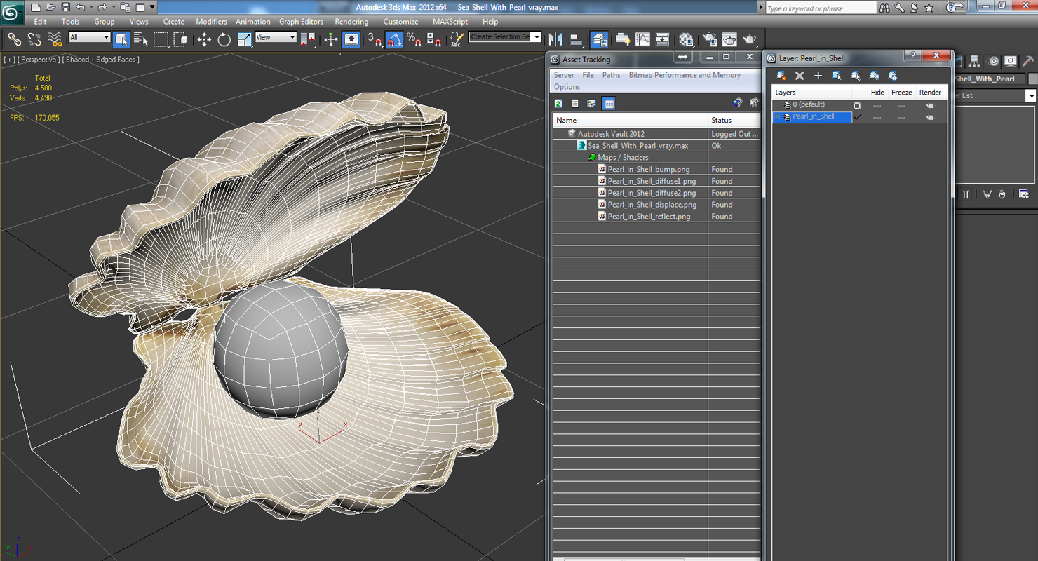 3D model Sea Shell With Pearl