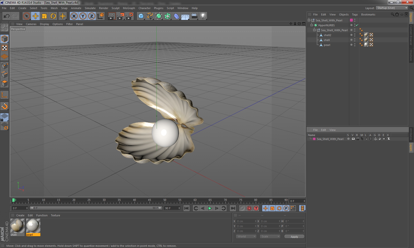 3D model Sea Shell With Pearl