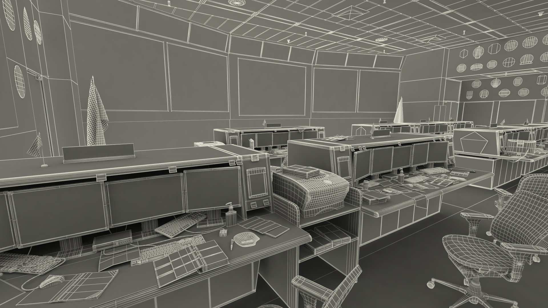 3D NASA Mission Control Room Space Center model