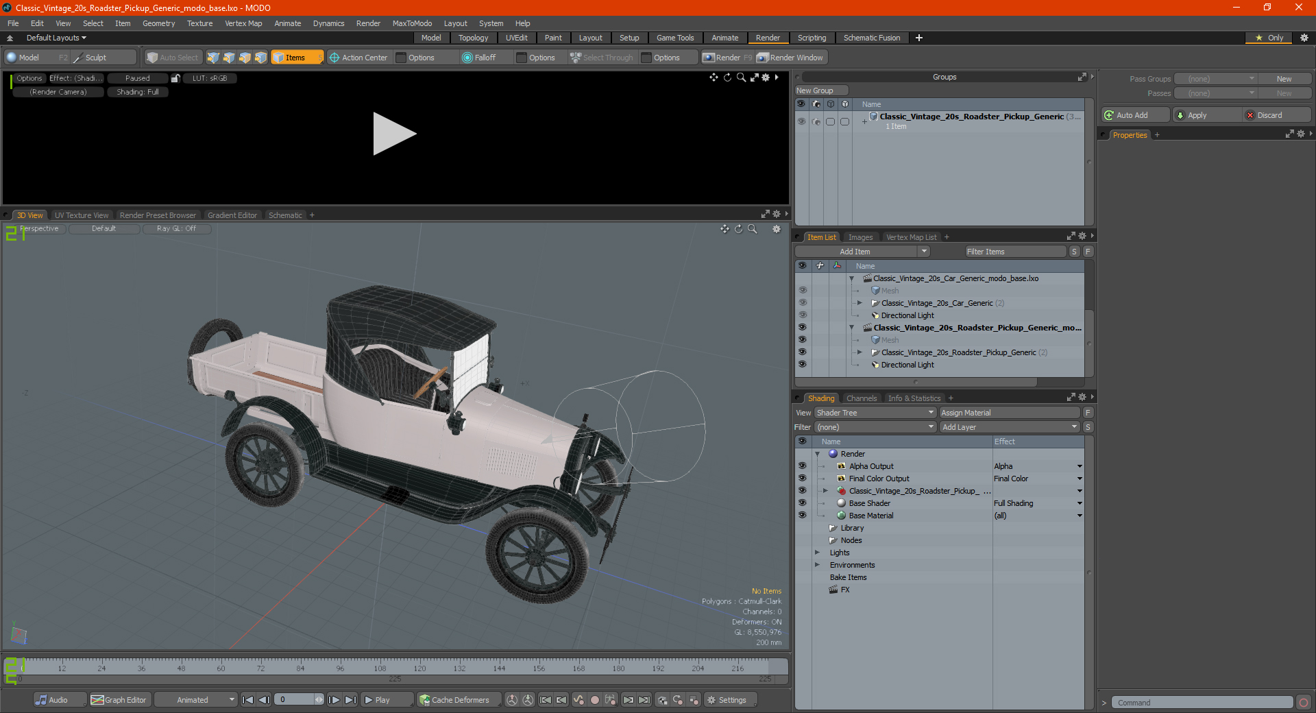 3D Classic Vintage 20s Roadster Pickup Generic model