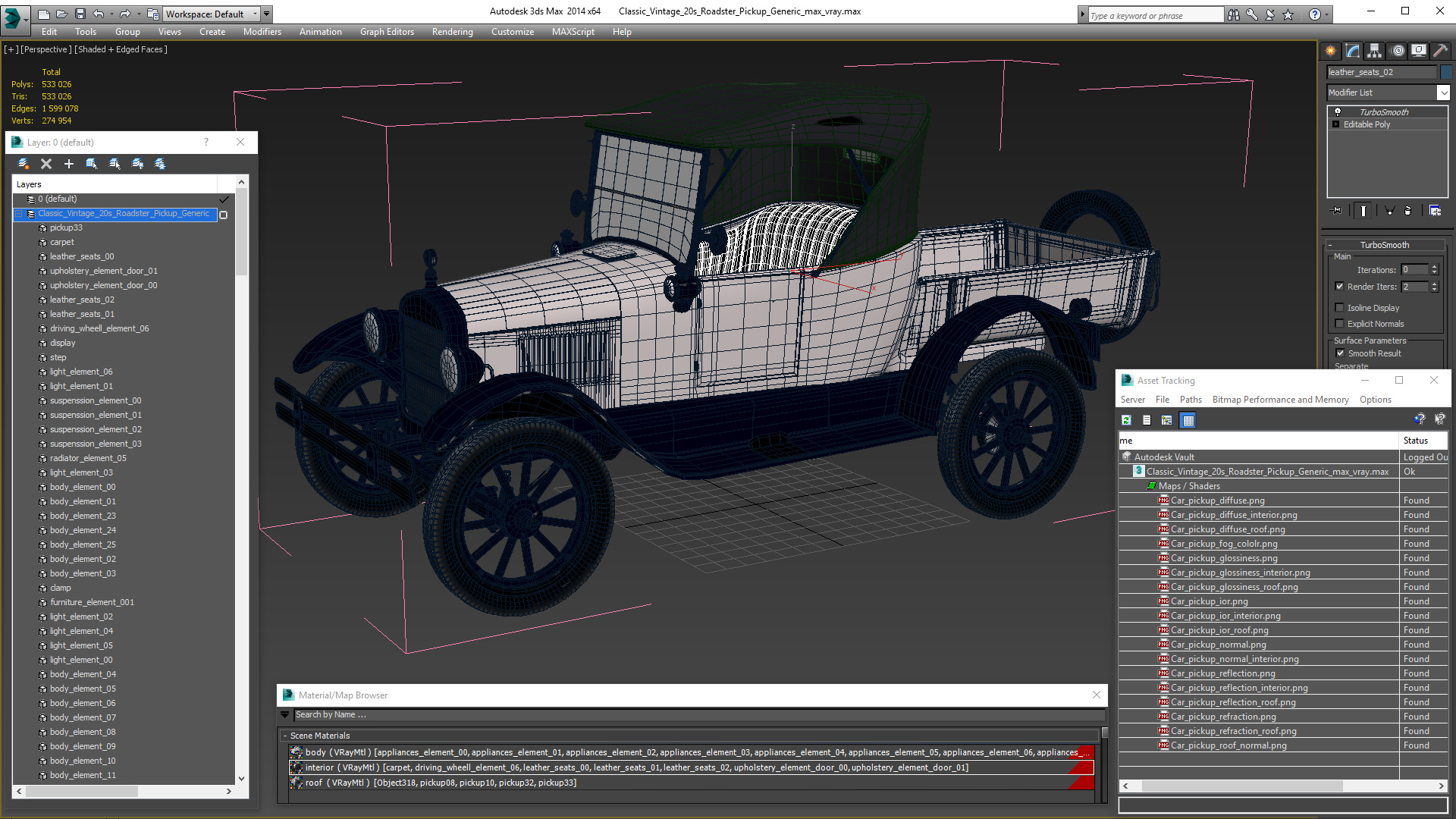 3D Classic Vintage 20s Roadster Pickup Generic model