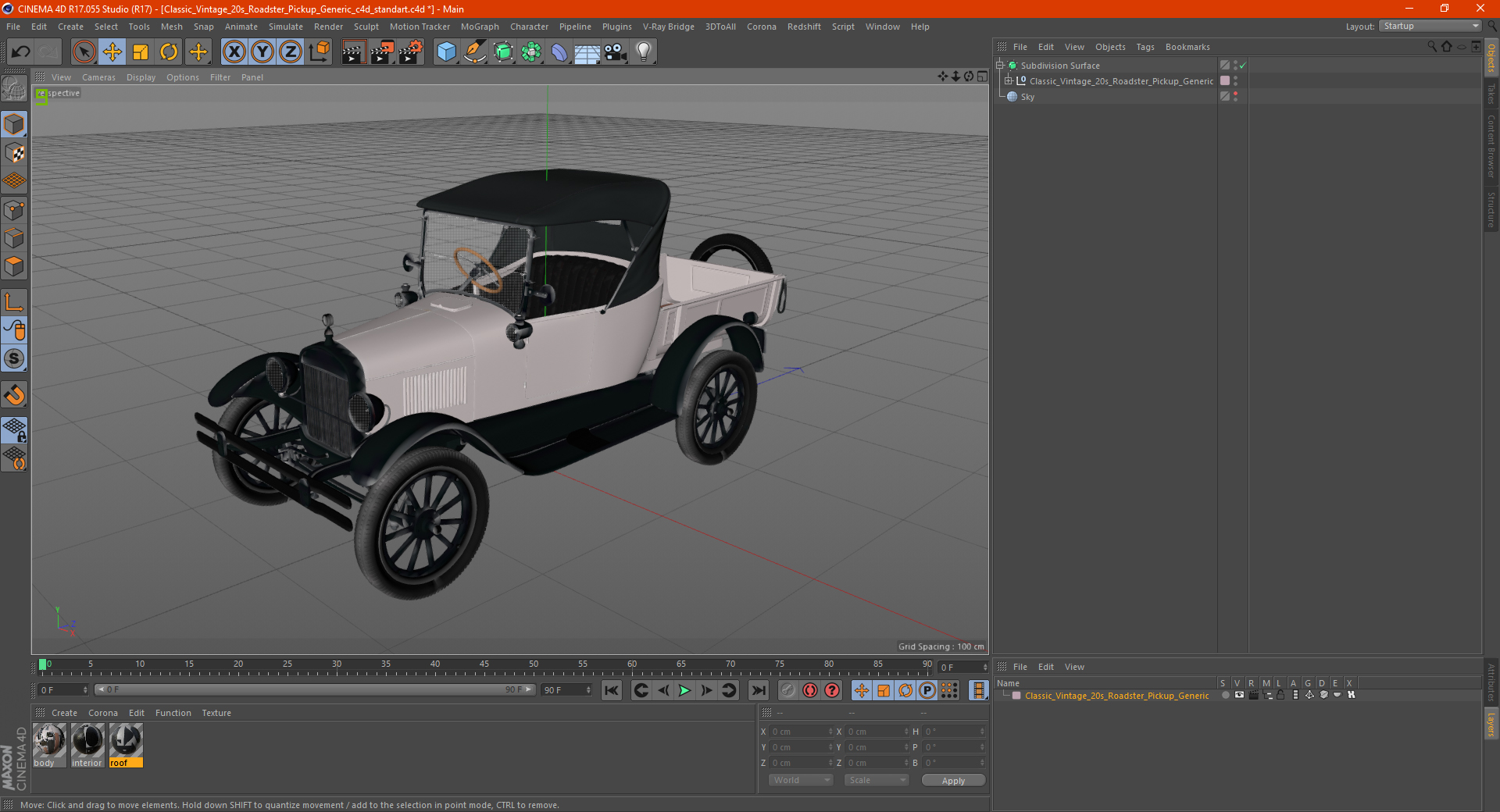 3D Classic Vintage 20s Roadster Pickup Generic model