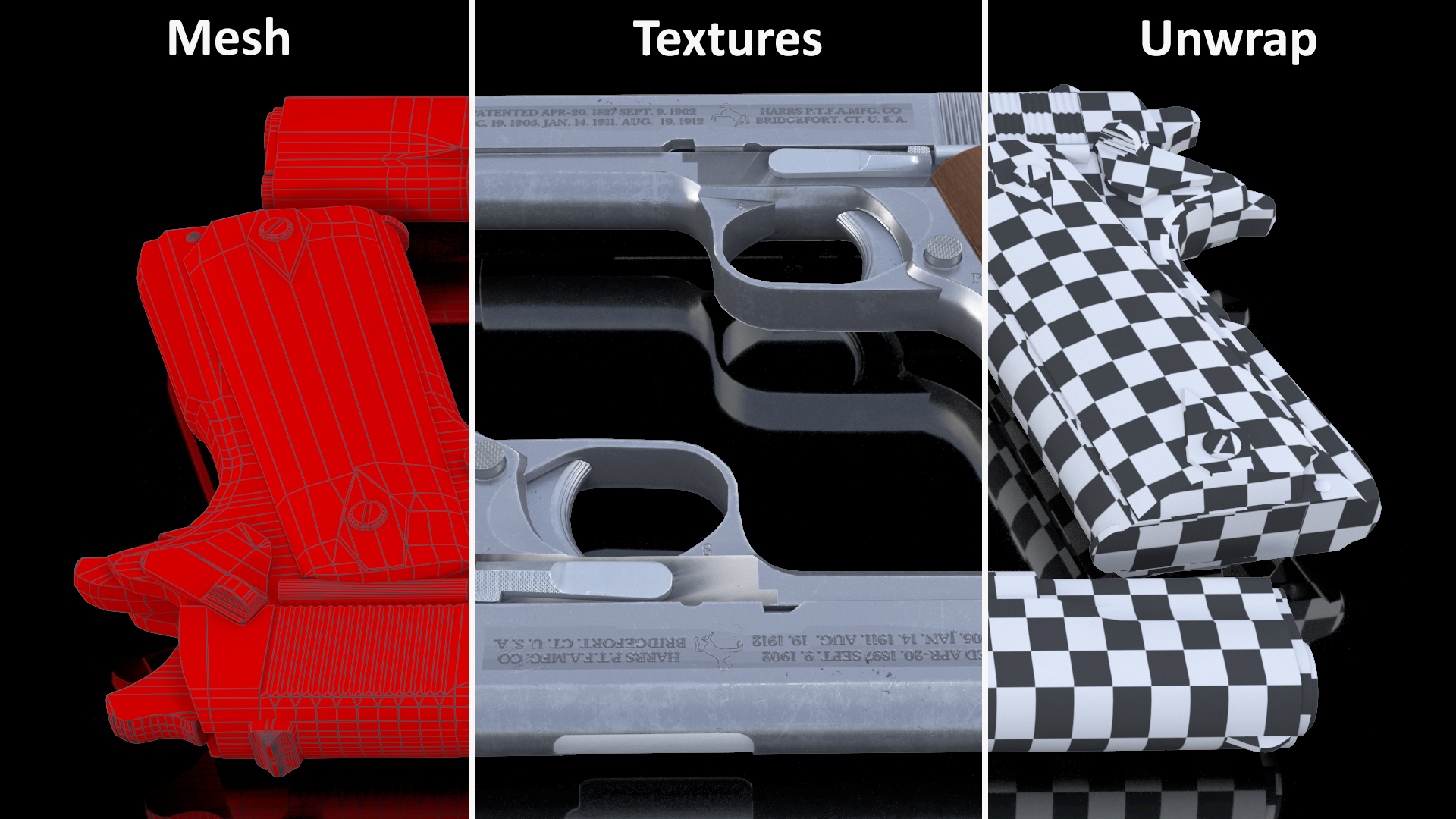 3D Colt 1911 Government AAA Game Weapon