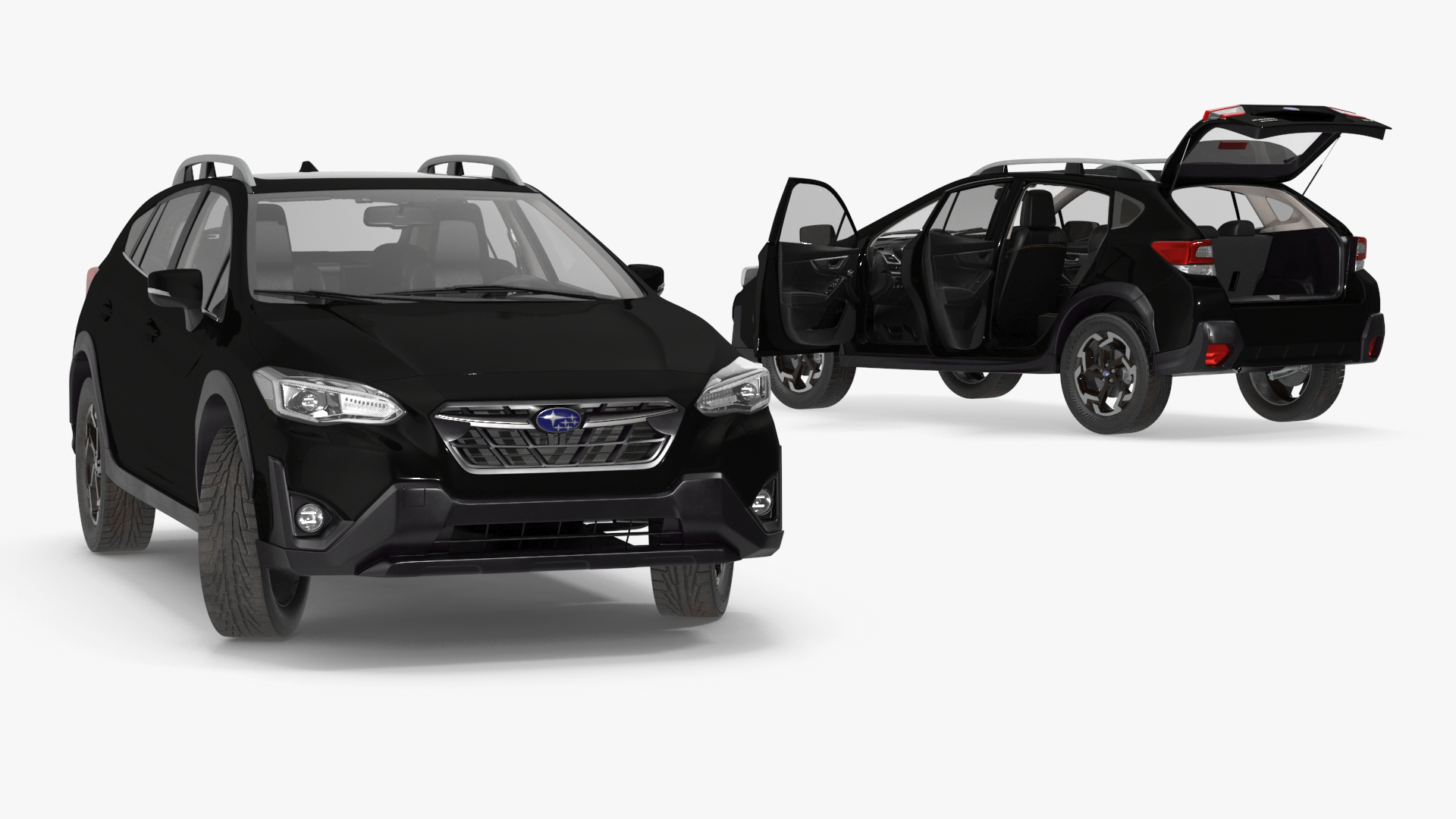 3D Subaru XV 2020 Hybrid CUV Black Rigged model