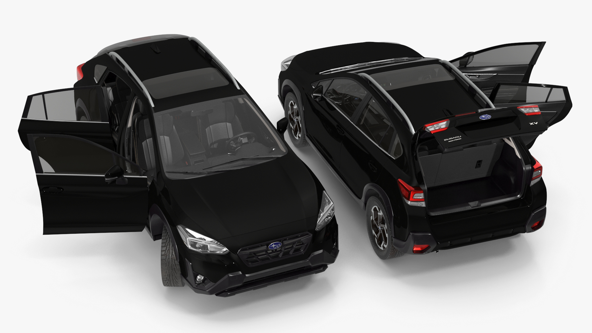 3D Subaru XV 2020 Hybrid CUV Black Rigged model