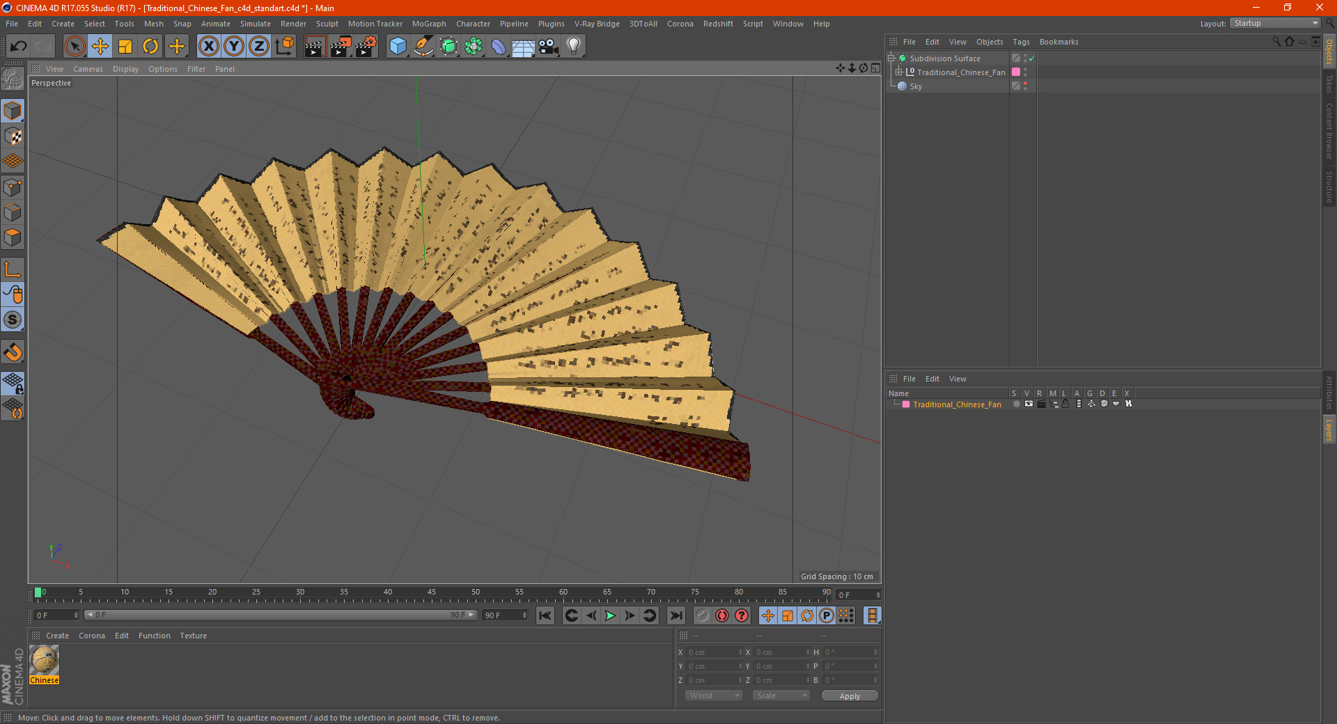 3D Traditional Chinese Fan model