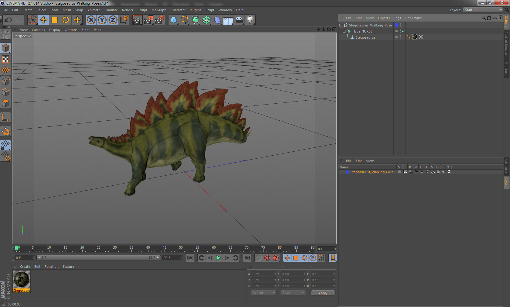 Stegosaurus Walking Pose 3D model