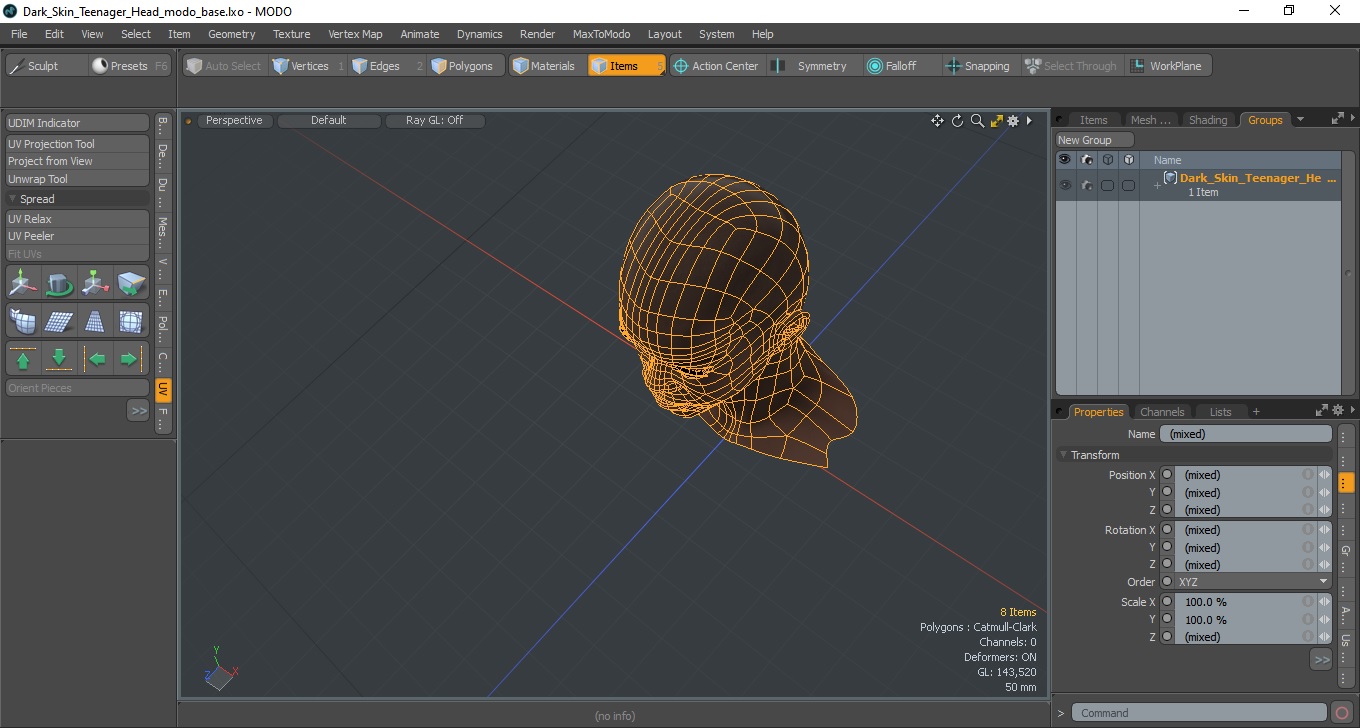 3D Dark Skin Teenager Head model