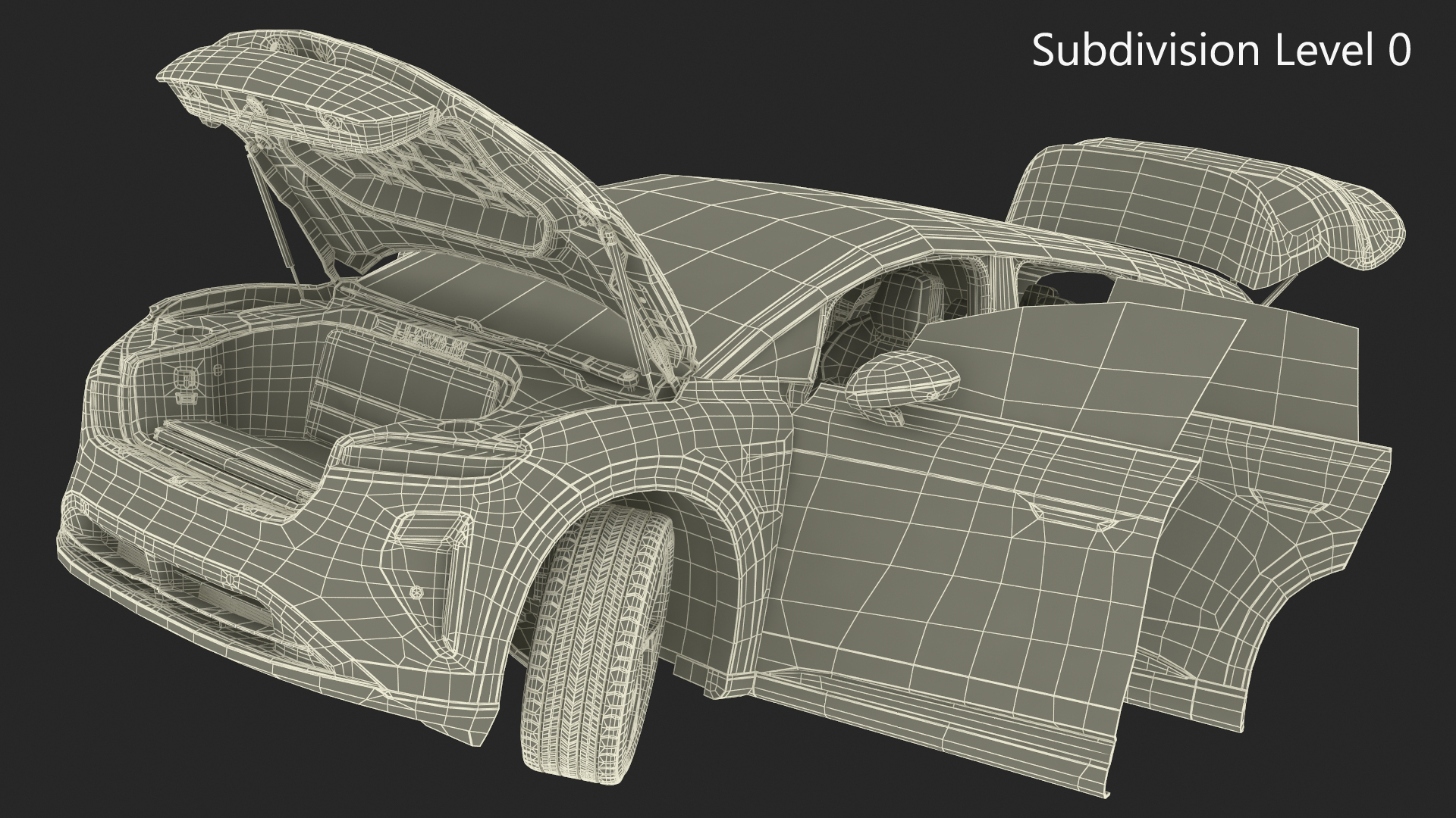 Lucid Gravity Olive Colored Electric SUV with Lights Off Rigged for Maya 3D