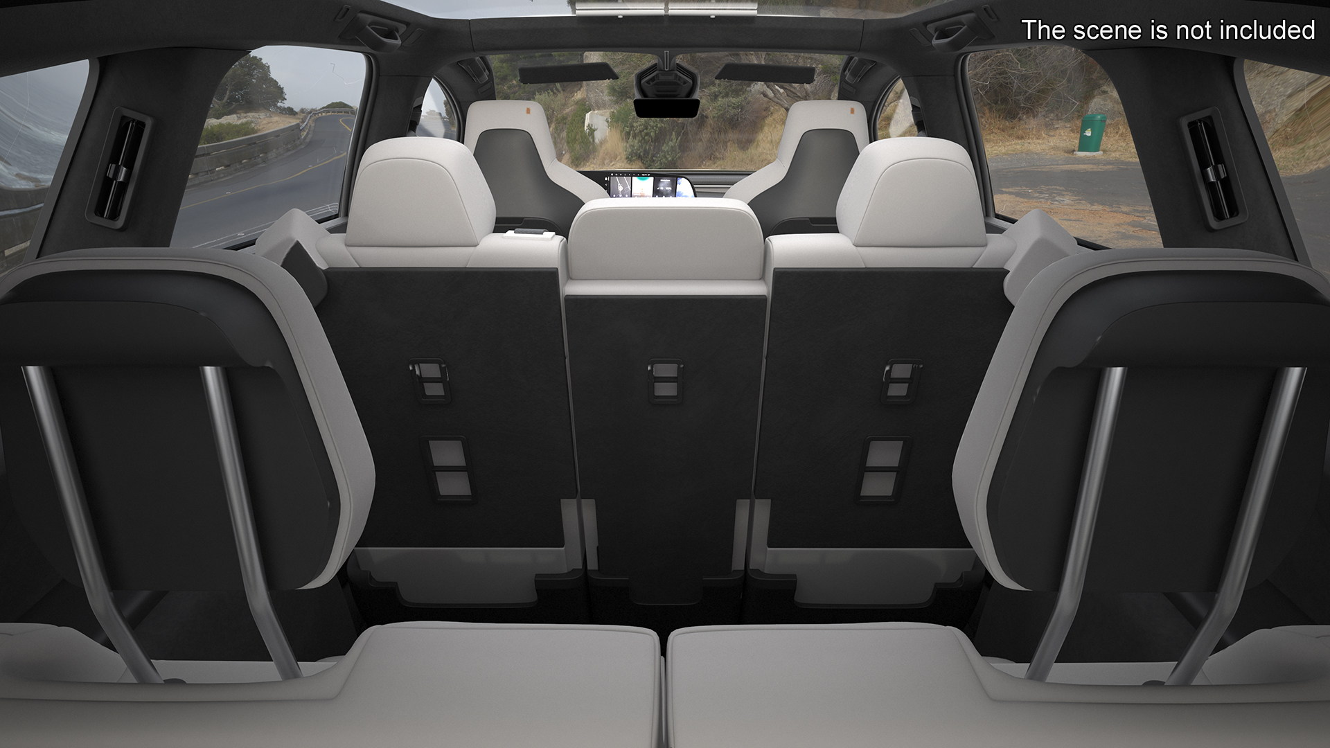 Lucid Gravity Olive Colored Electric SUV with Lights Off Rigged for Maya 3D