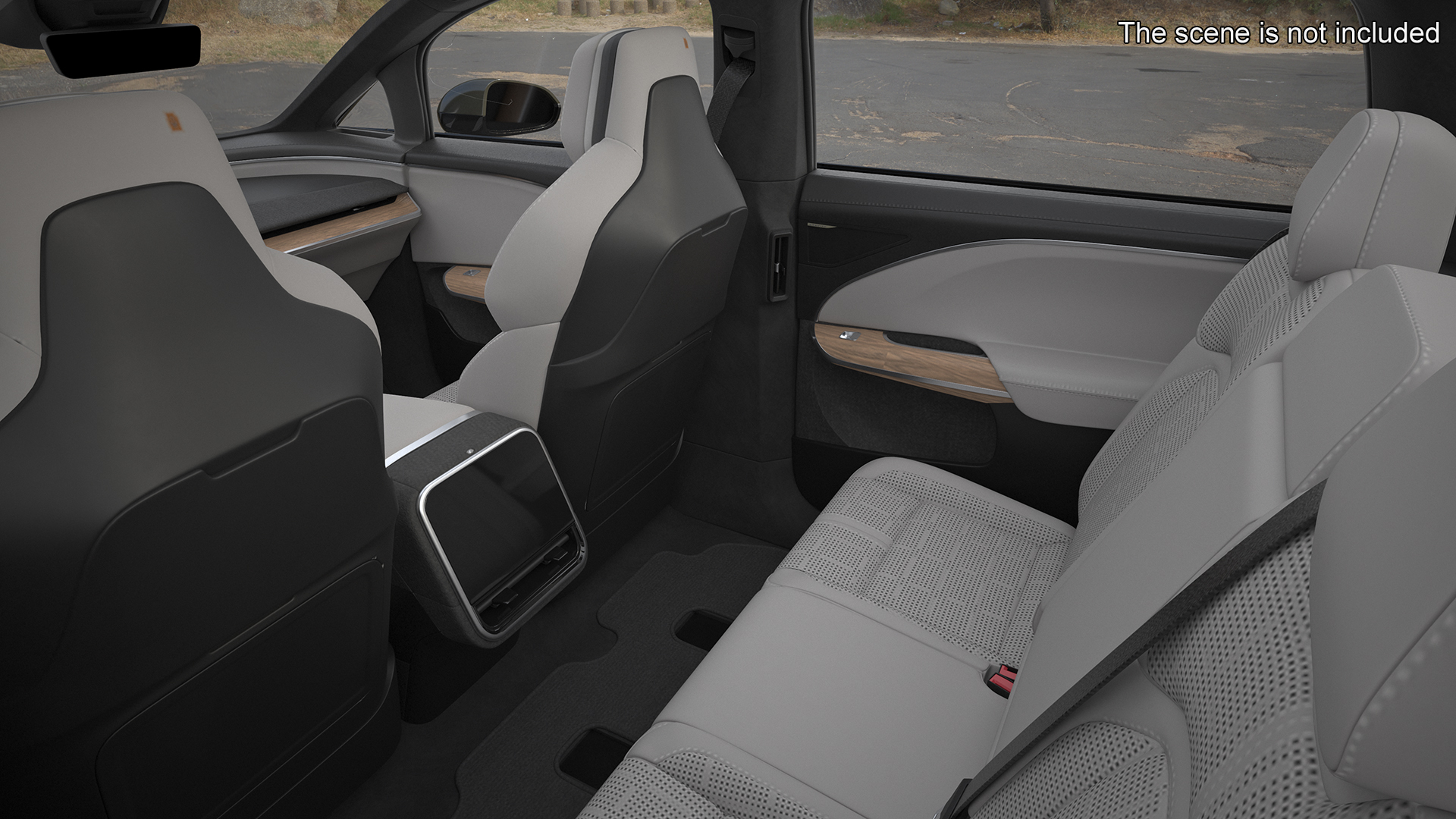 Lucid Gravity Olive Colored Electric SUV with Lights Off Rigged for Maya 3D