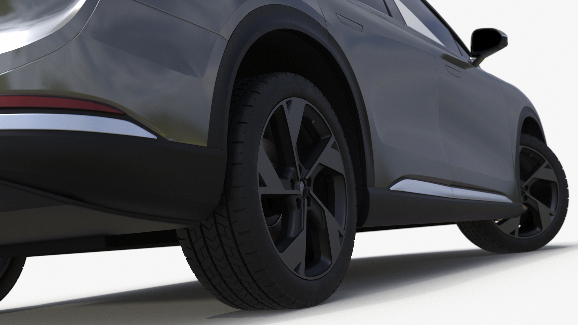 Lucid Gravity Olive Colored Electric SUV with Lights Off Rigged for Maya 3D