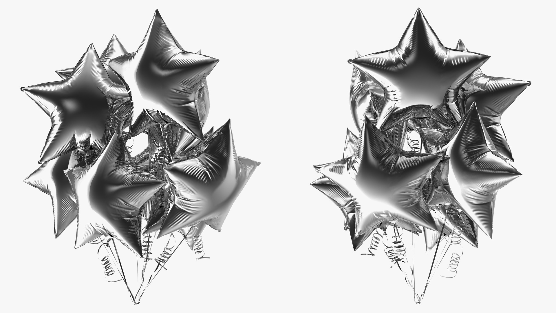 3D Helium Star Shape Balloons Bouquet Silver