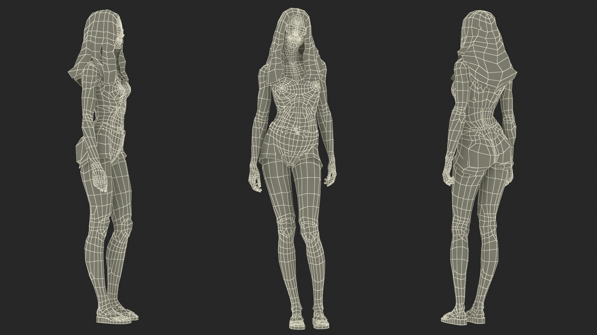 European Woman in Summer Style Outfit 3D