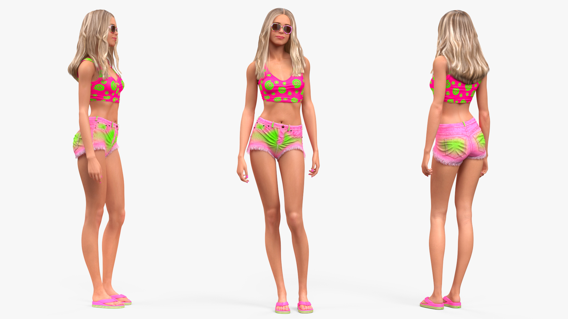 European Woman in Summer Style Outfit 3D