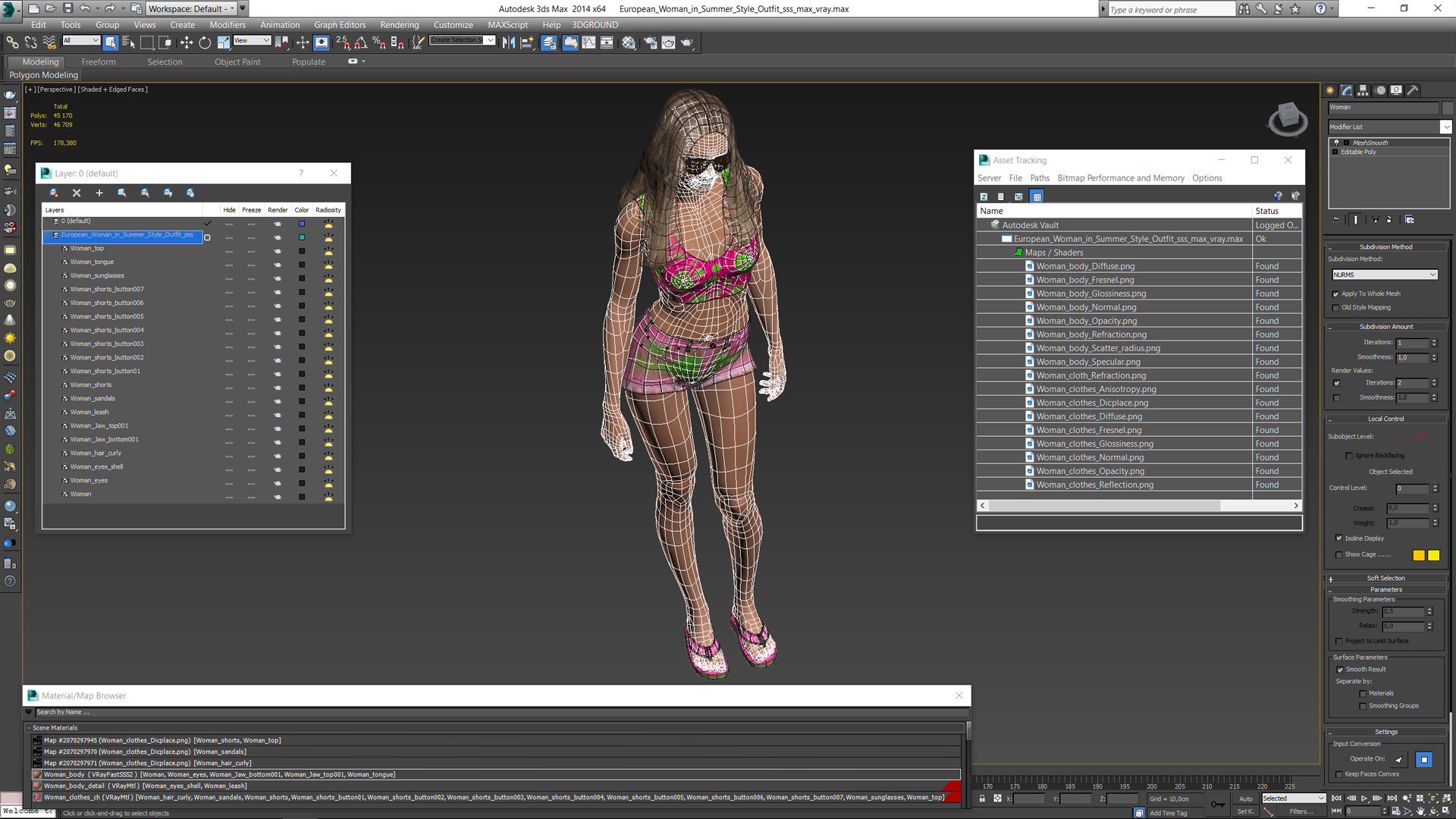 European Woman in Summer Style Outfit 3D