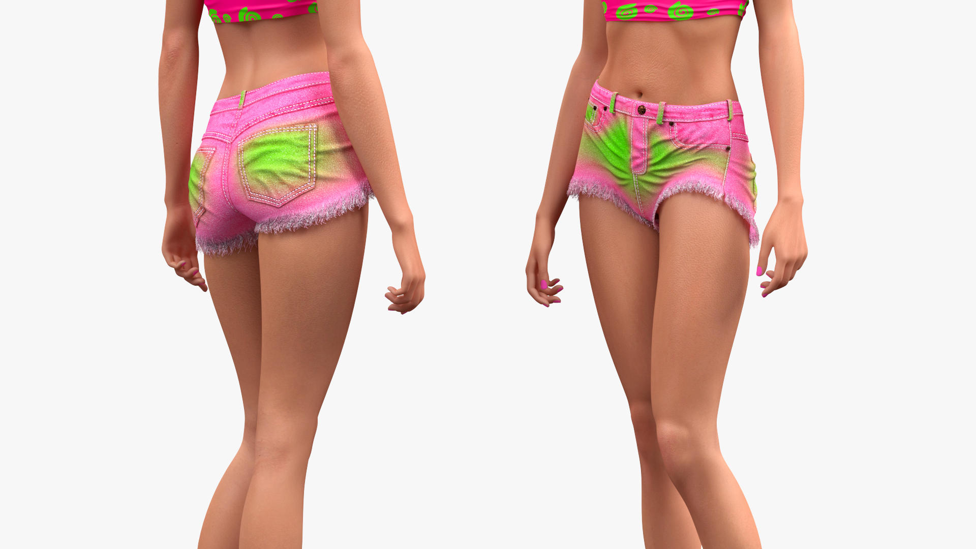 European Woman in Summer Style Outfit 3D