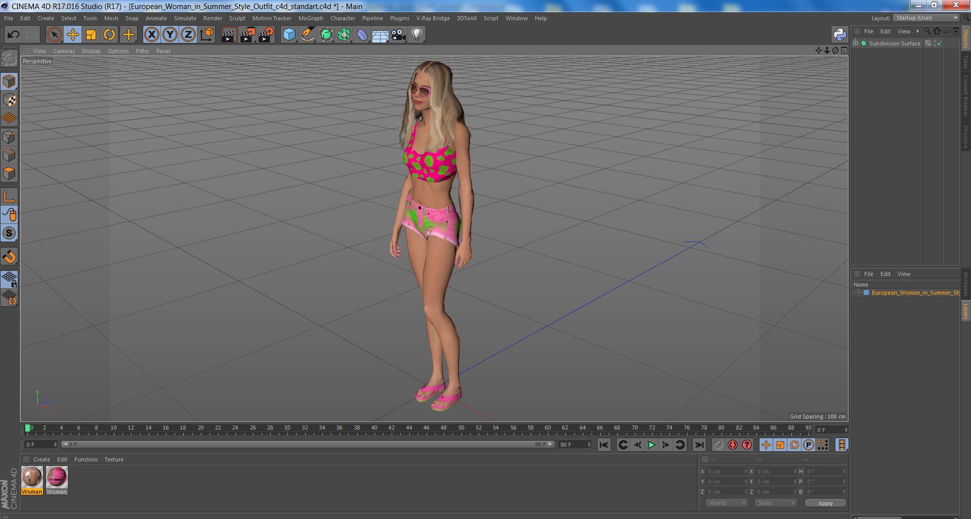 European Woman in Summer Style Outfit 3D