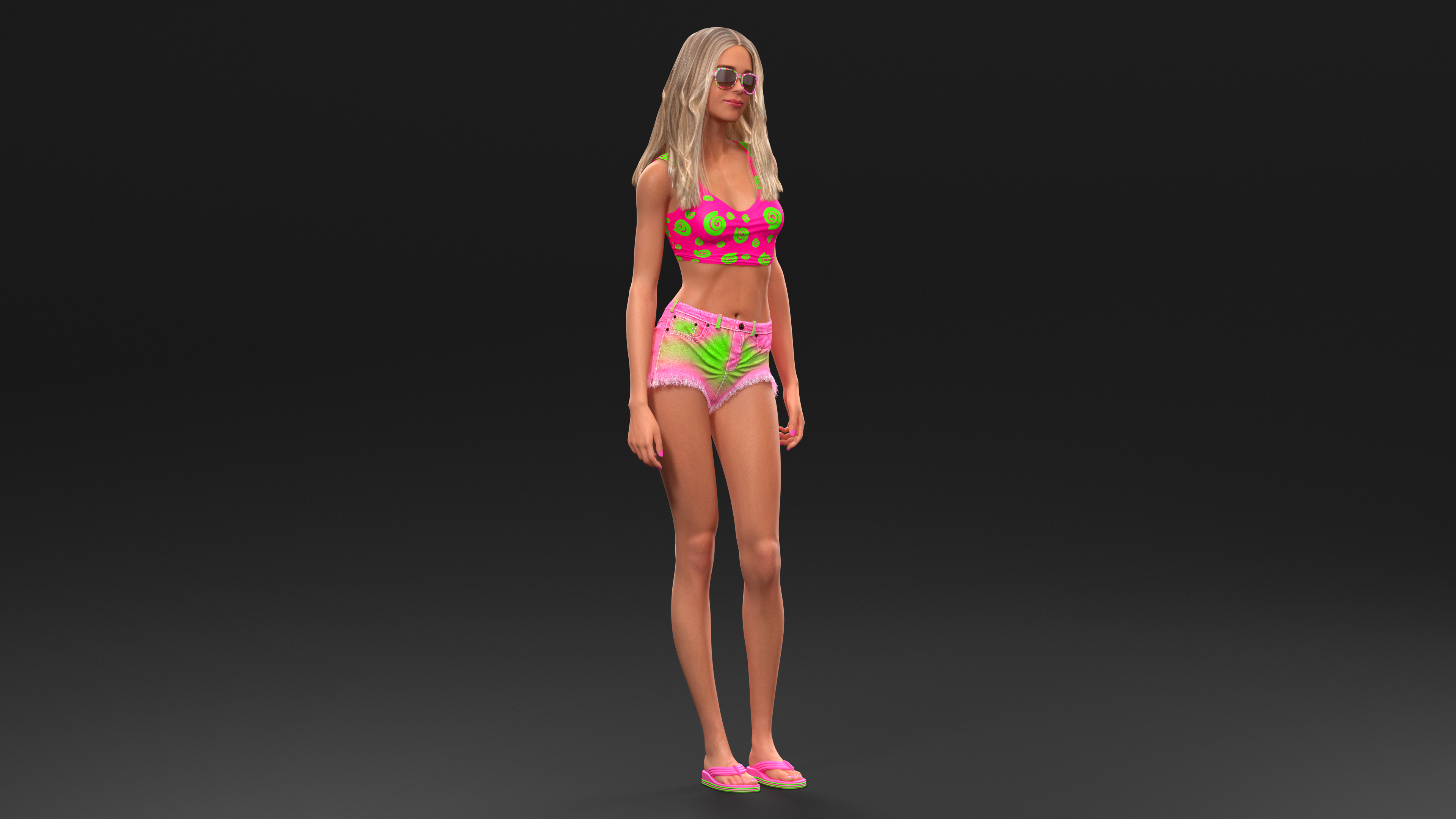 European Woman in Summer Style Outfit 3D