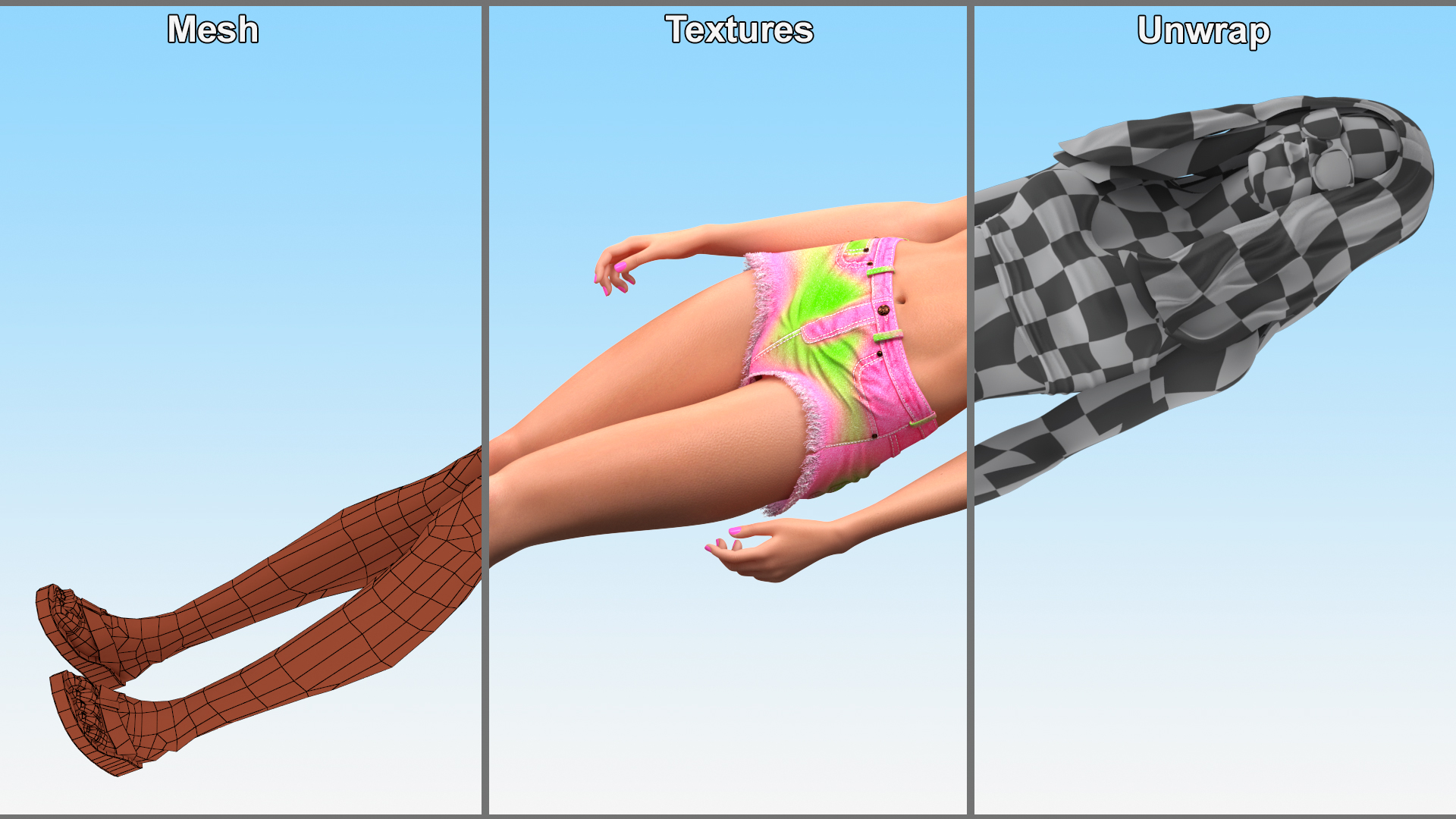 European Woman in Summer Style Outfit 3D