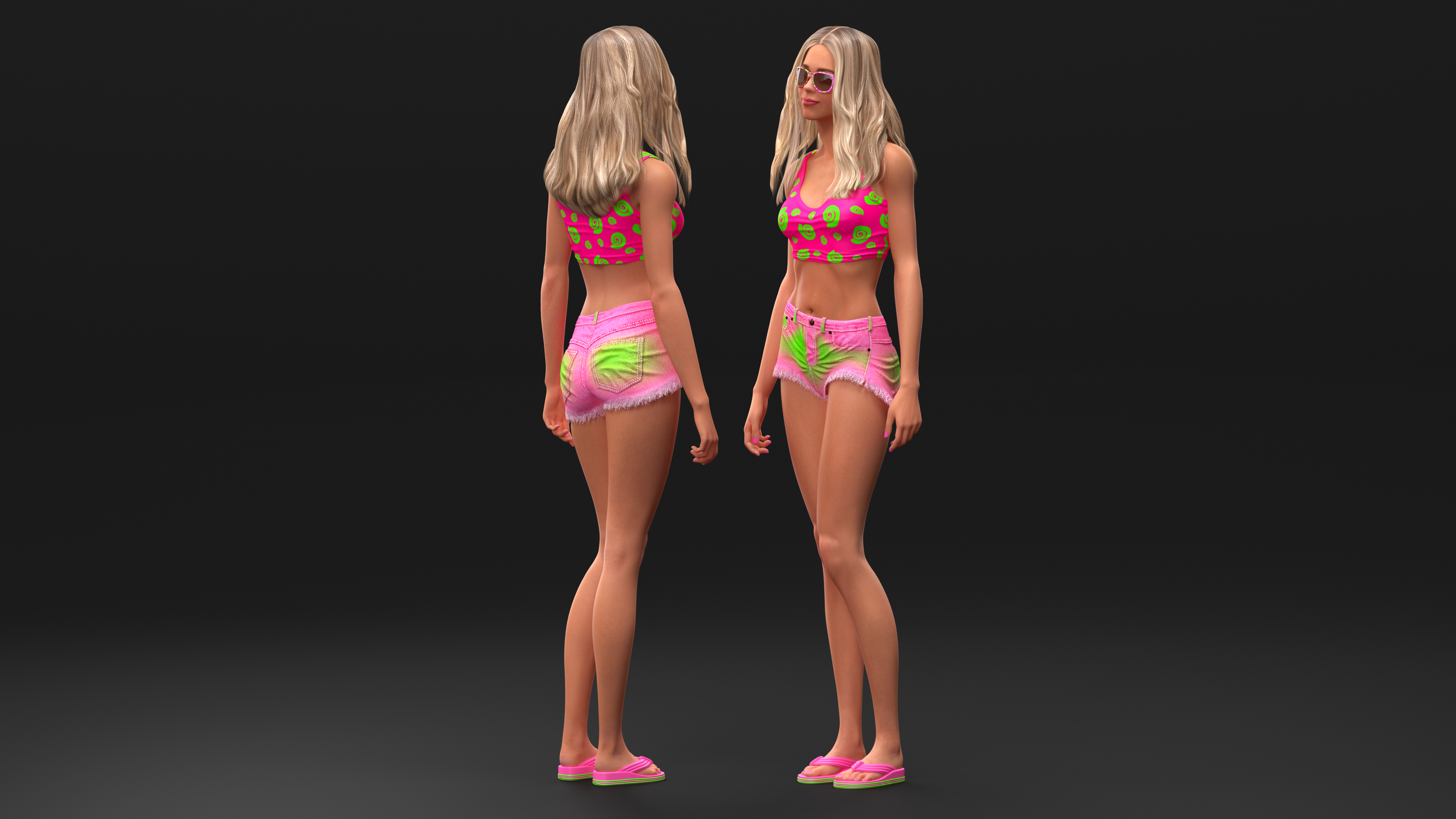 European Woman in Summer Style Outfit 3D