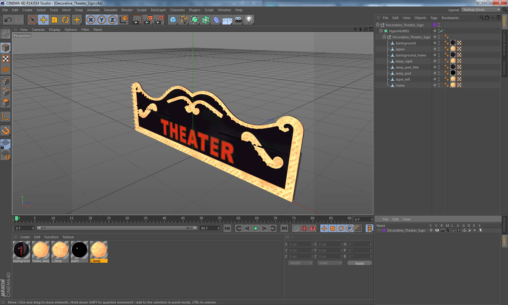 3D Decorative Theater Sign model