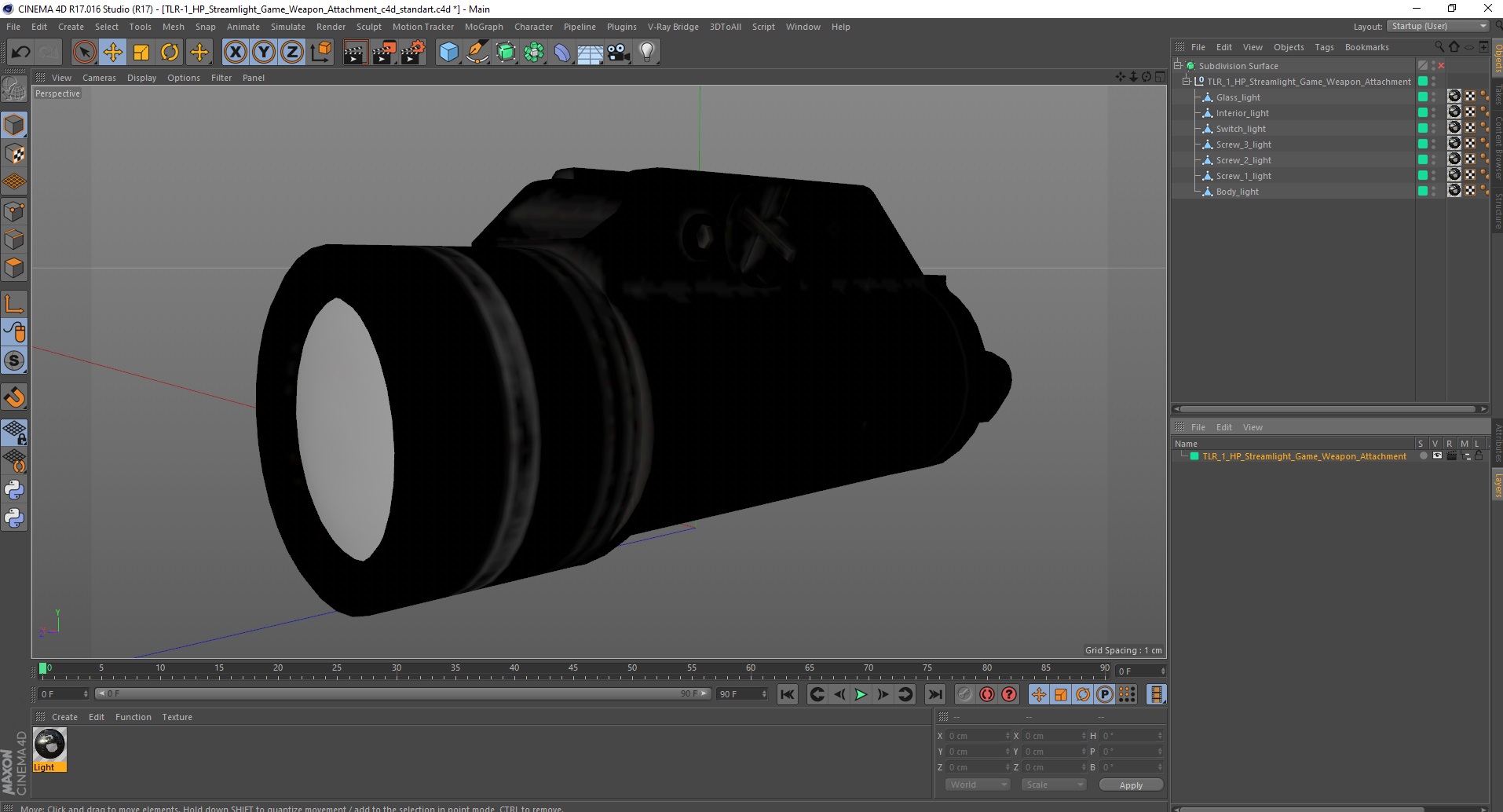 3D TLR-1 HP Streamlight Game Weapon Attachment model