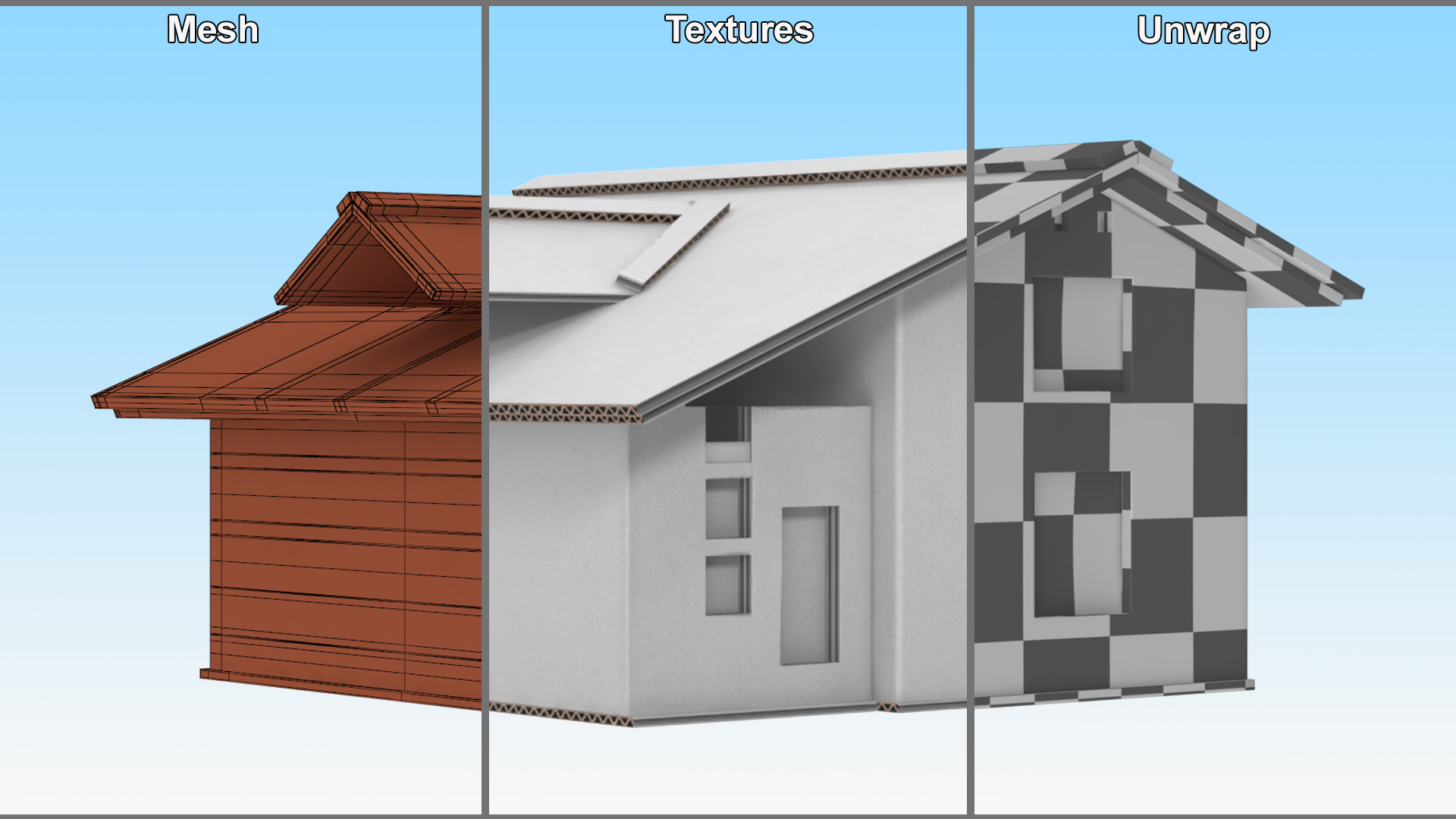 3D model DIY Cardboard House White