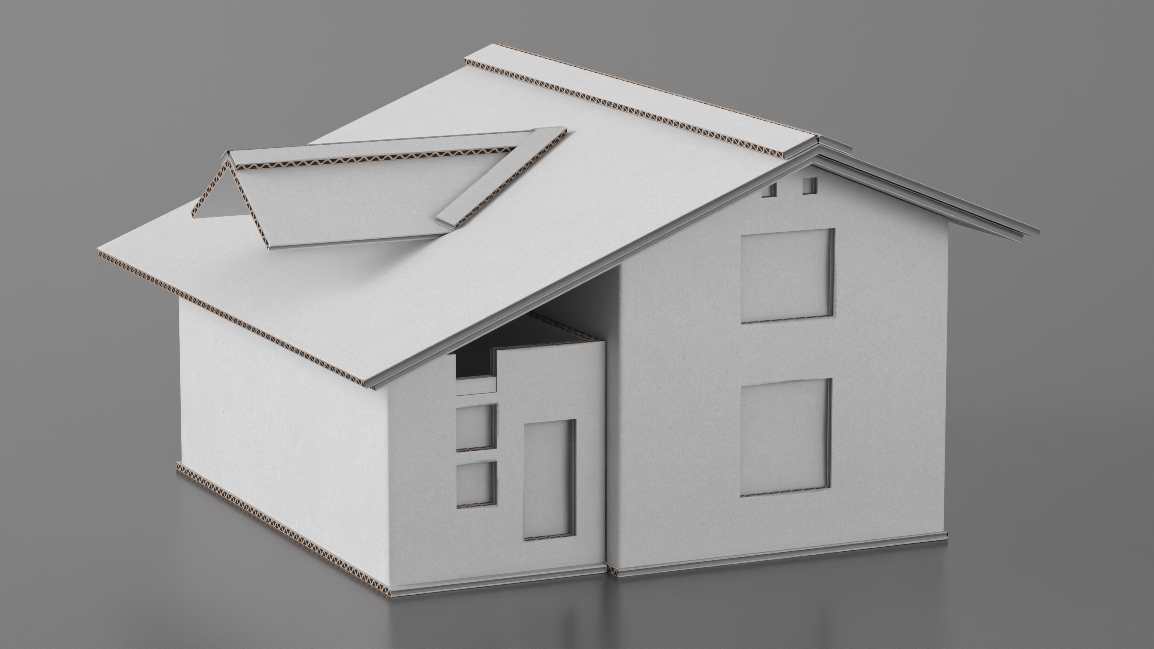3D model DIY Cardboard House White