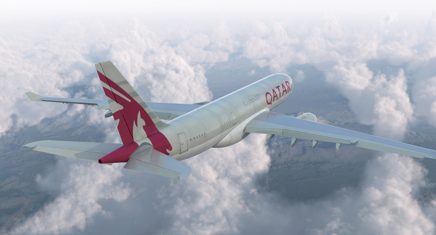 3D Airbus A330 P2F Qatar Rigged model