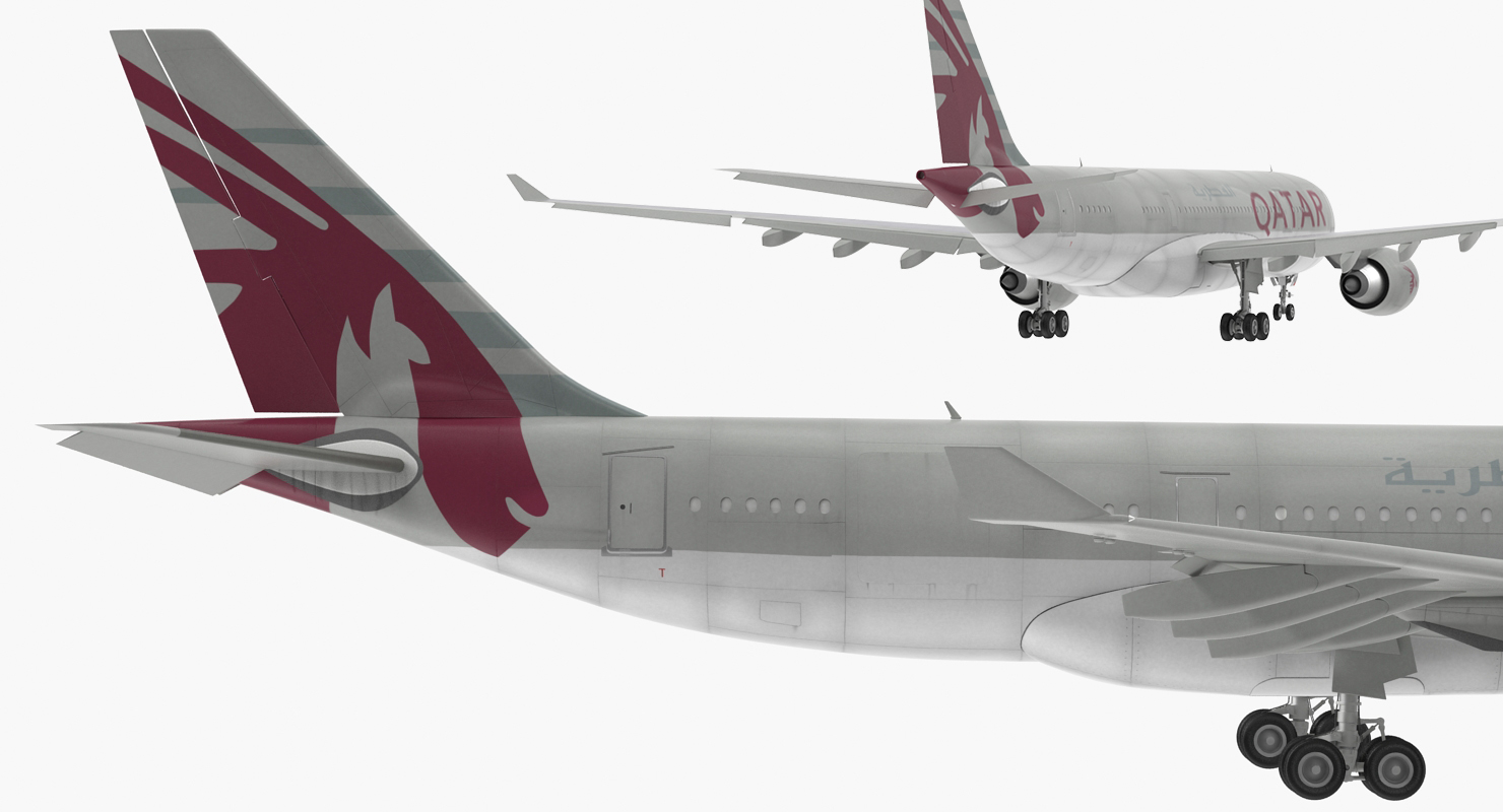 3D Airbus A330 P2F Qatar Rigged model