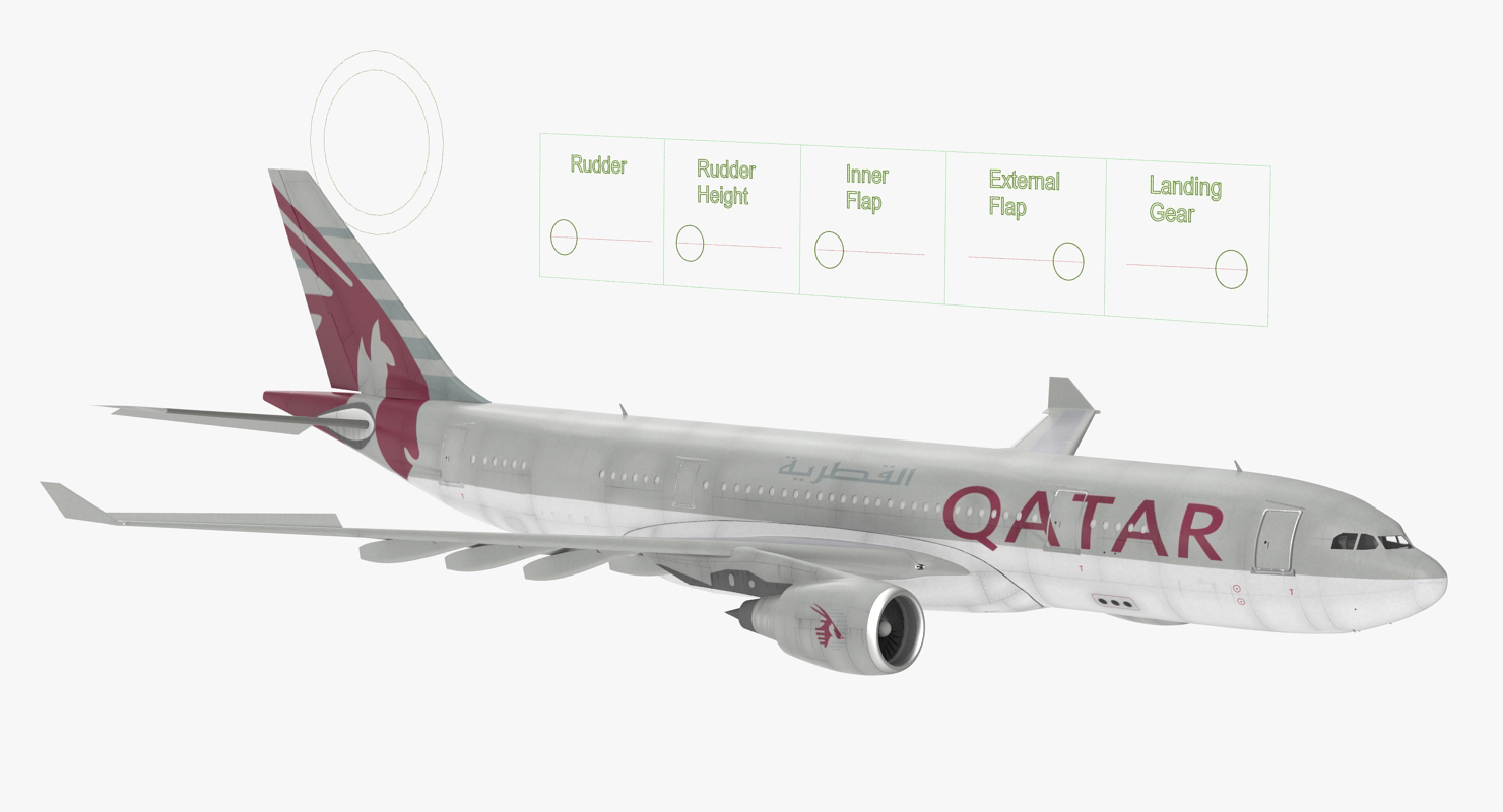 3D Airbus A330 P2F Qatar Rigged model