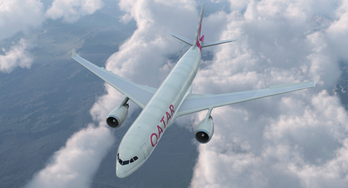 3D Airbus A330 P2F Qatar Rigged model