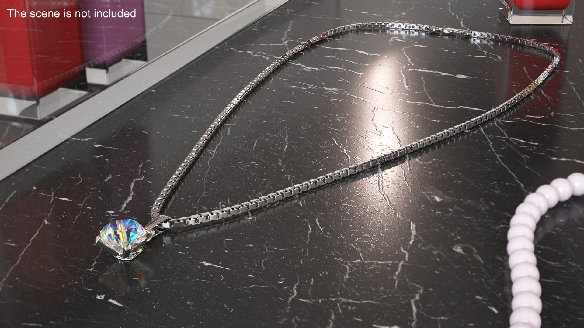 Silver Necklace with Gem 3D model