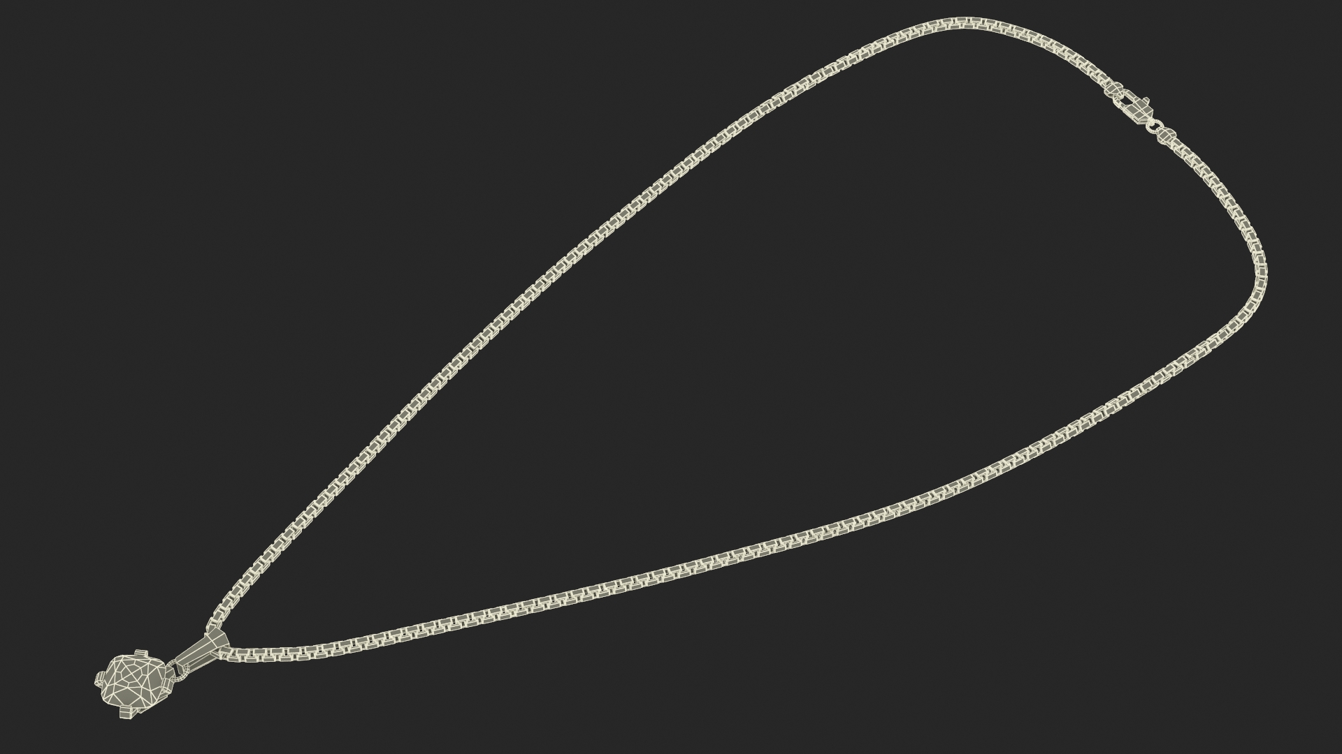 Silver Necklace with Gem 3D model