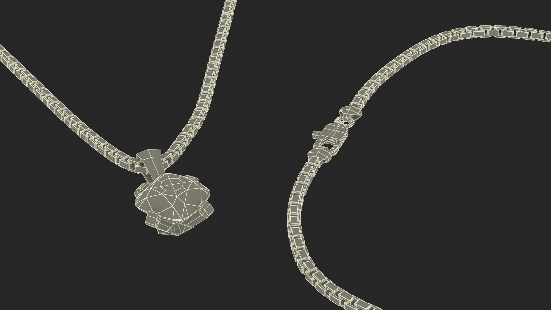 Silver Necklace with Gem 3D model