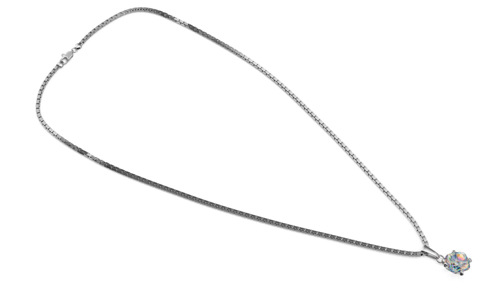Silver Necklace with Gem 3D model