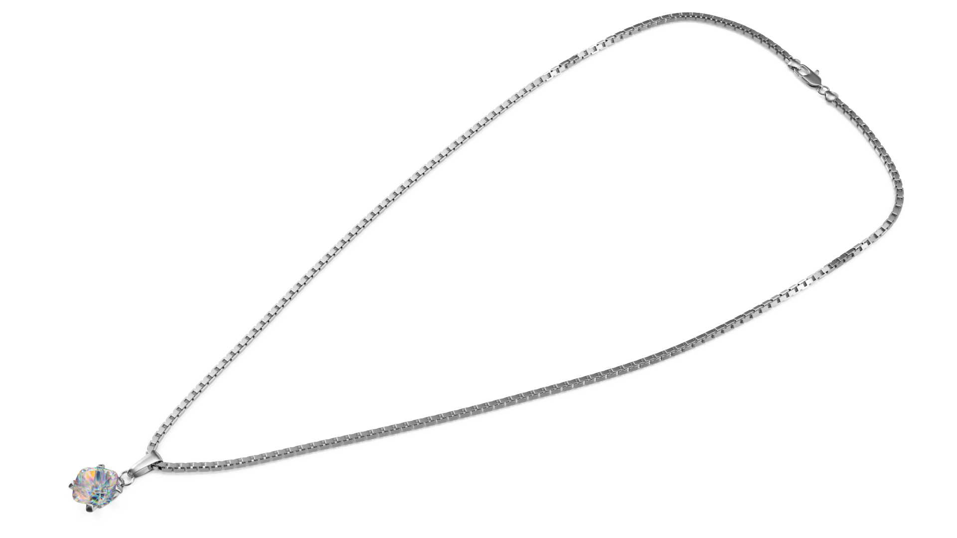 Silver Necklace with Gem 3D model